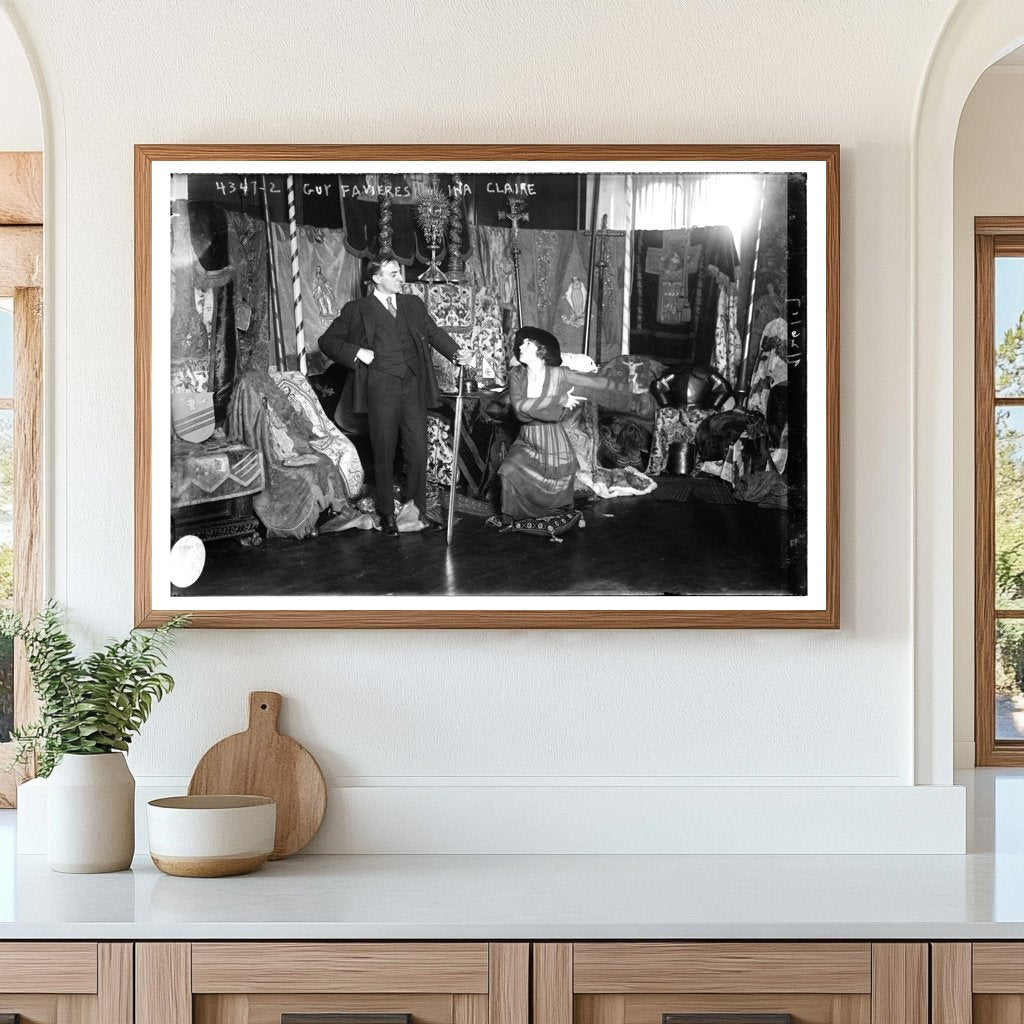 Starlit Theater Duo: 1917 Portrait of Favieres & Claire