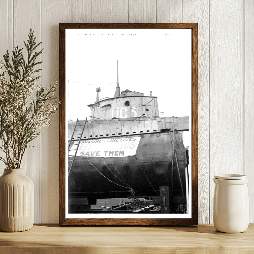 1917 German U-Boat Docked in New York Harbor