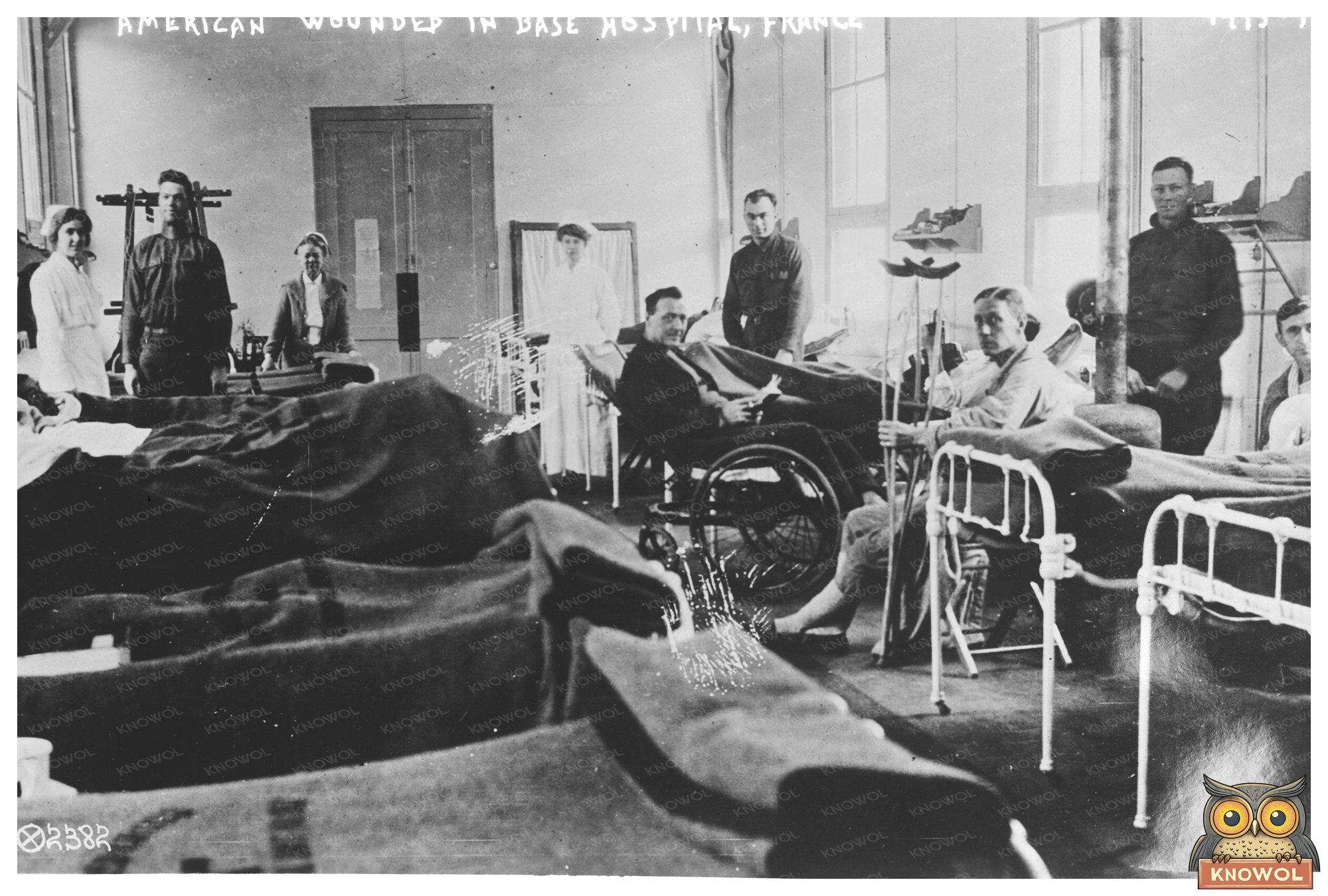 WWI Wounded Soldiers at Base Hospital, France, 1918