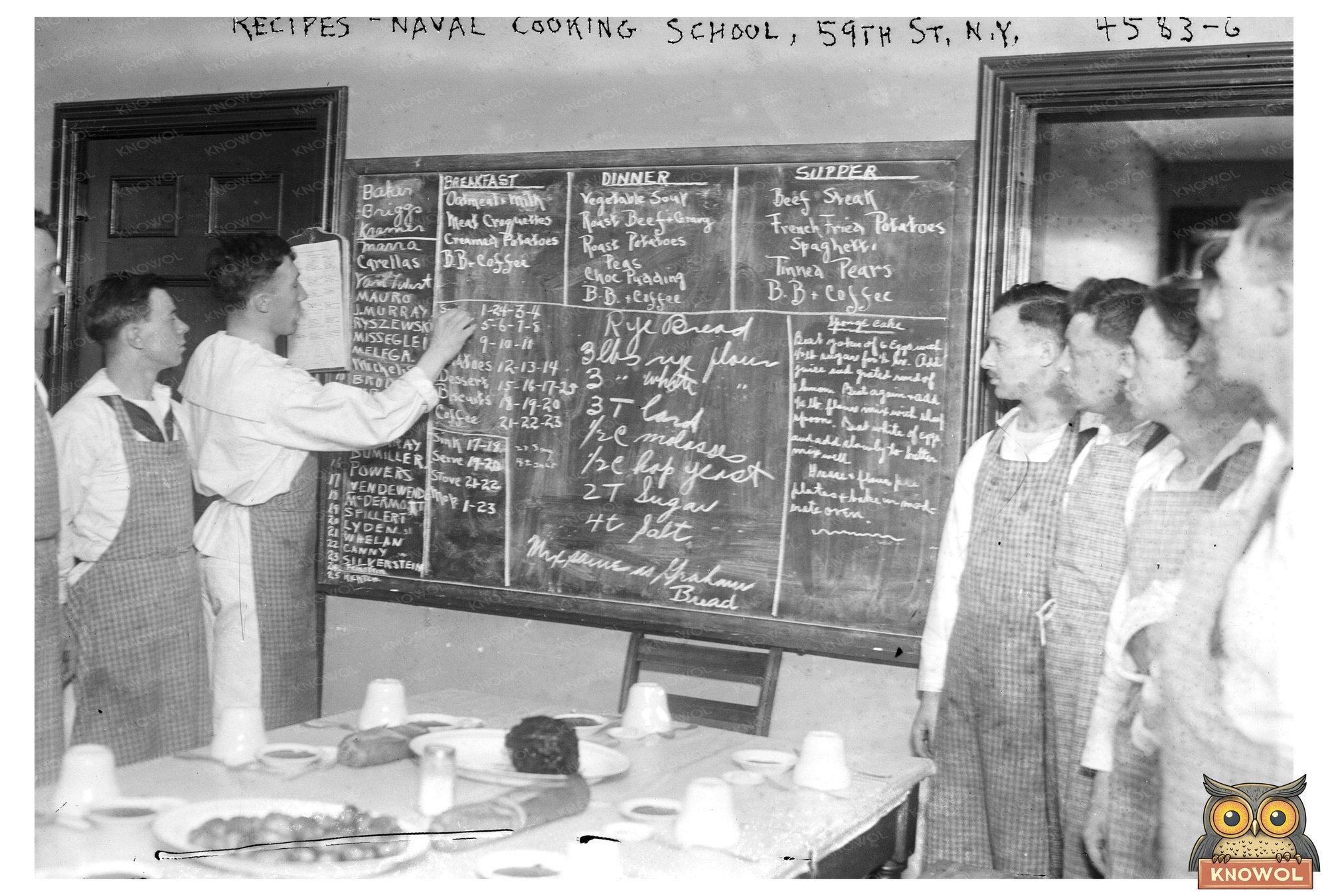 Navy Cooks in Training at 59th St, NYC (1915-1918)