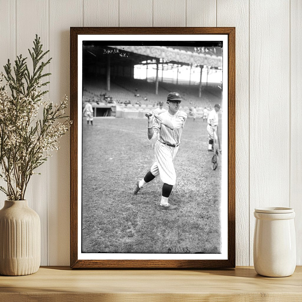 Vintage 1919 Baseball Star: Home Run Baker Action Shot