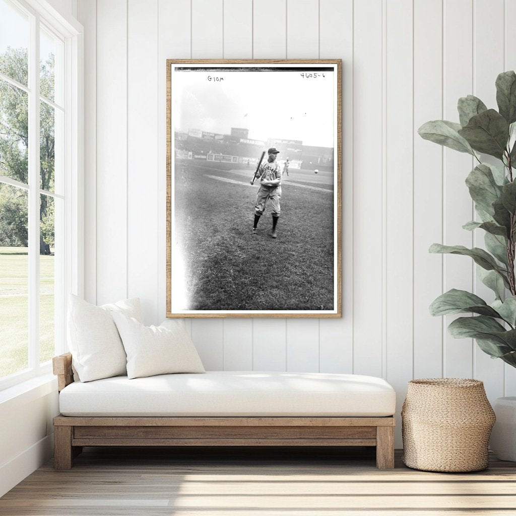 1918 Cleveland Baseball Star Bob Groom in Action