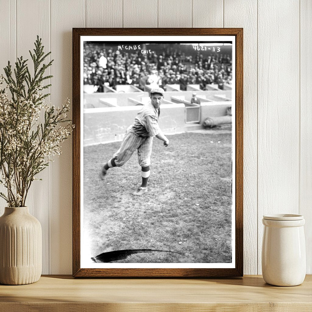 1918 Chicago Cubs Infielder Bill McCabe in Action