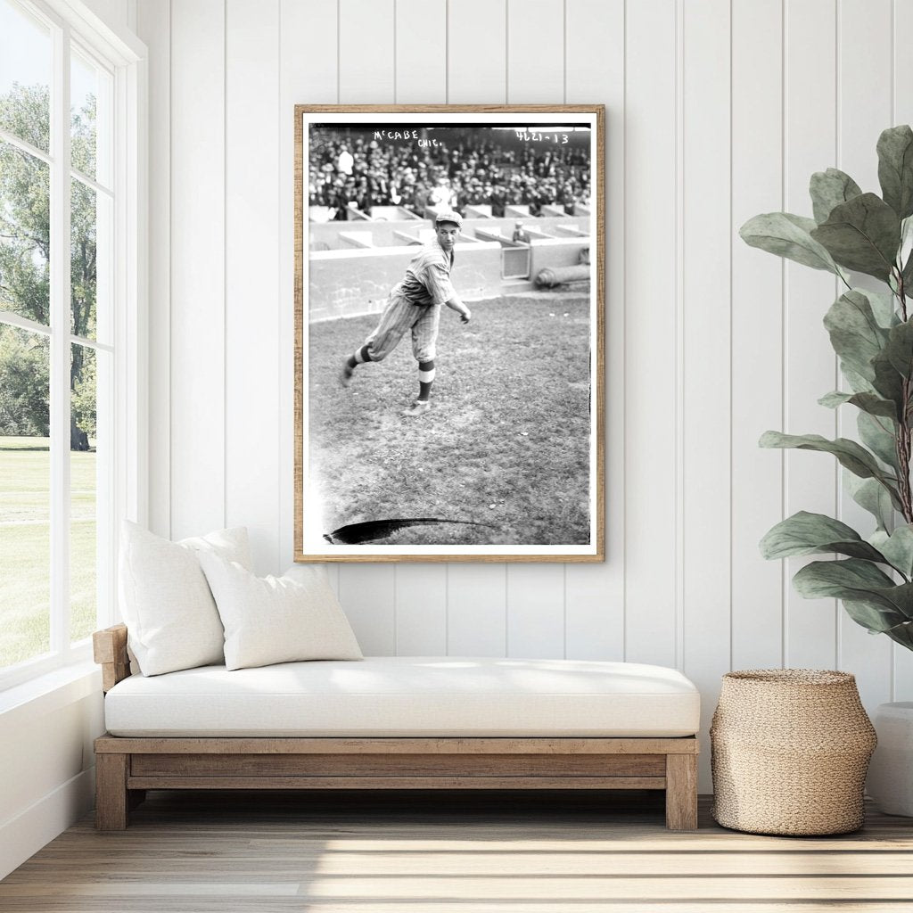 1918 Chicago Cubs Infielder Bill McCabe in Action