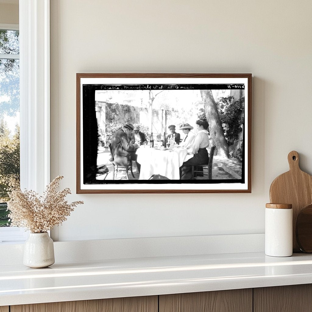 Vintage Café Scene with Early 20th Century Artists