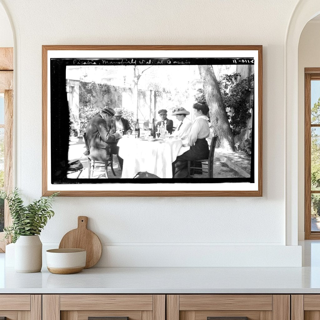 Vintage Café Scene with Early 20th Century Artists