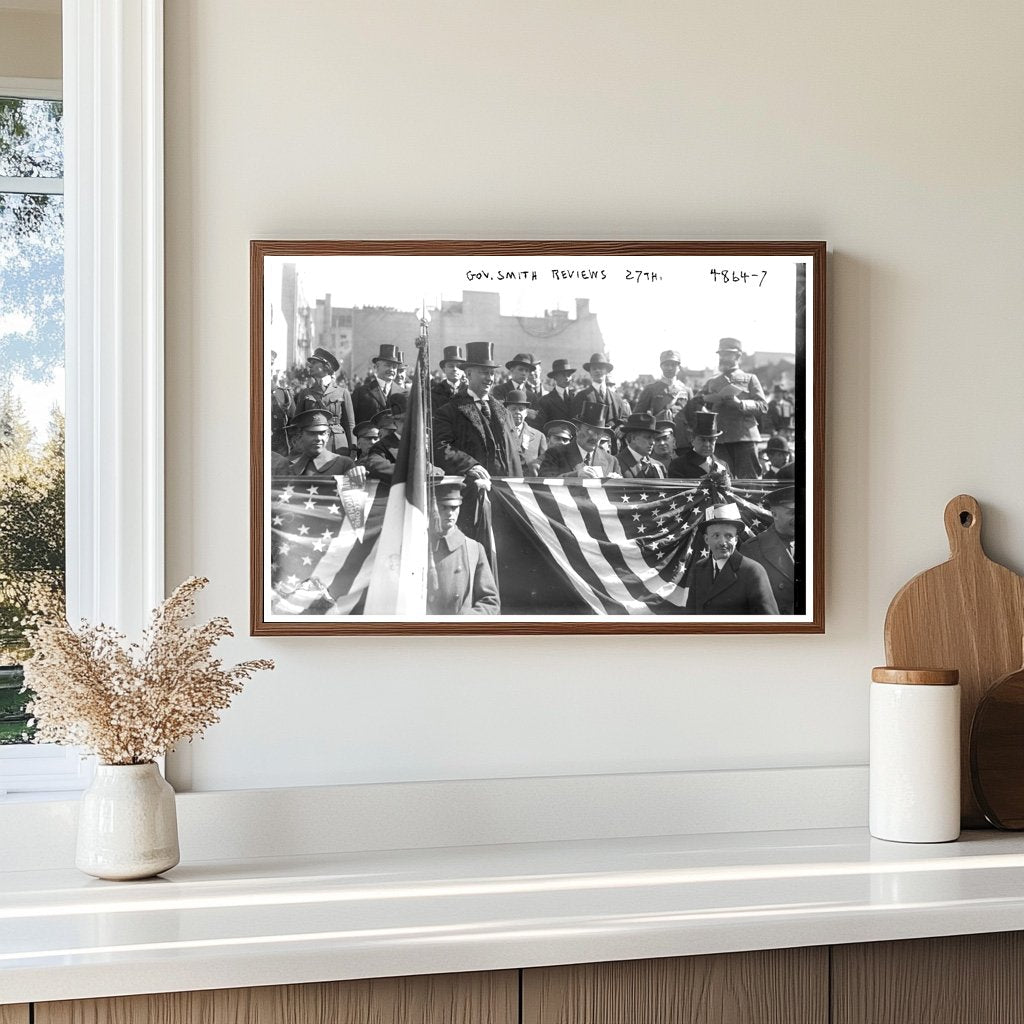 Governor Smith Evaluates Brave 27th Unit, 1919
