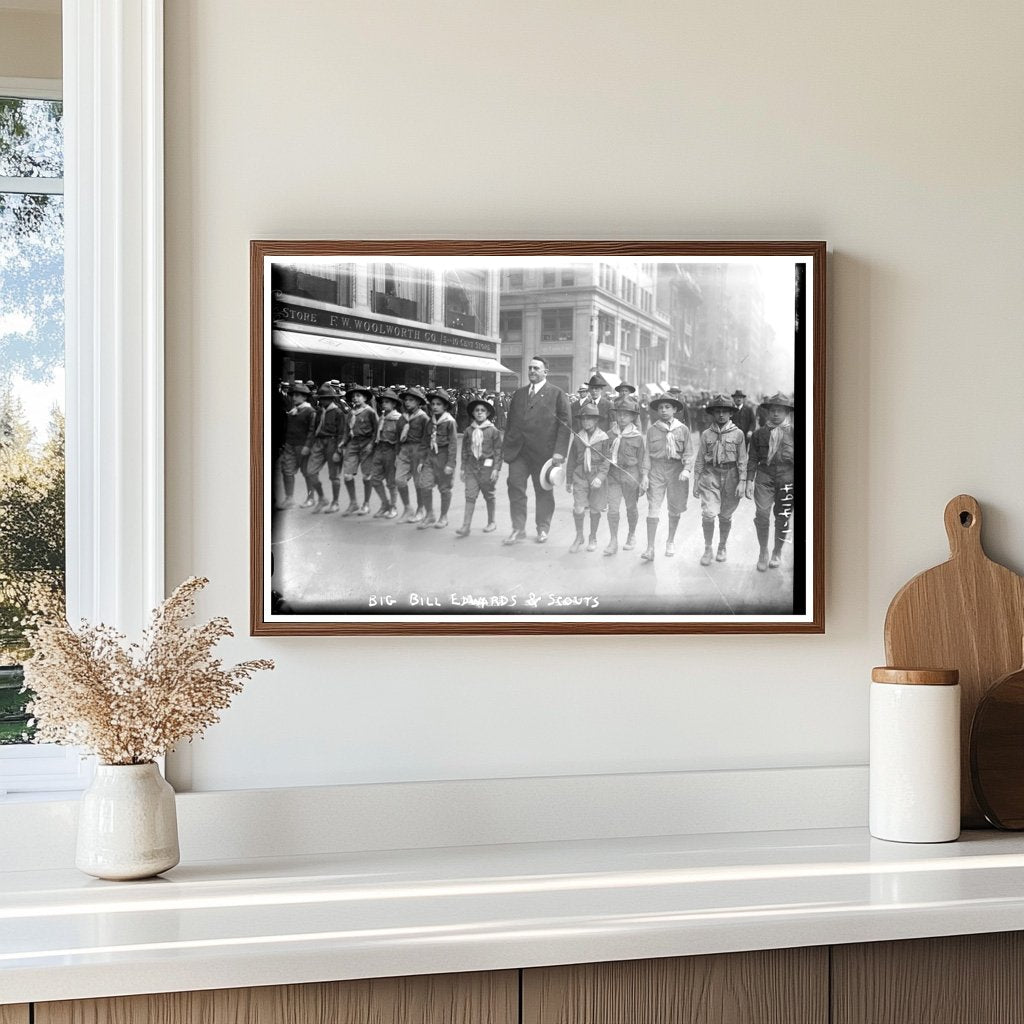 1919 Big Bill Edwards with Young Scouts Portrait