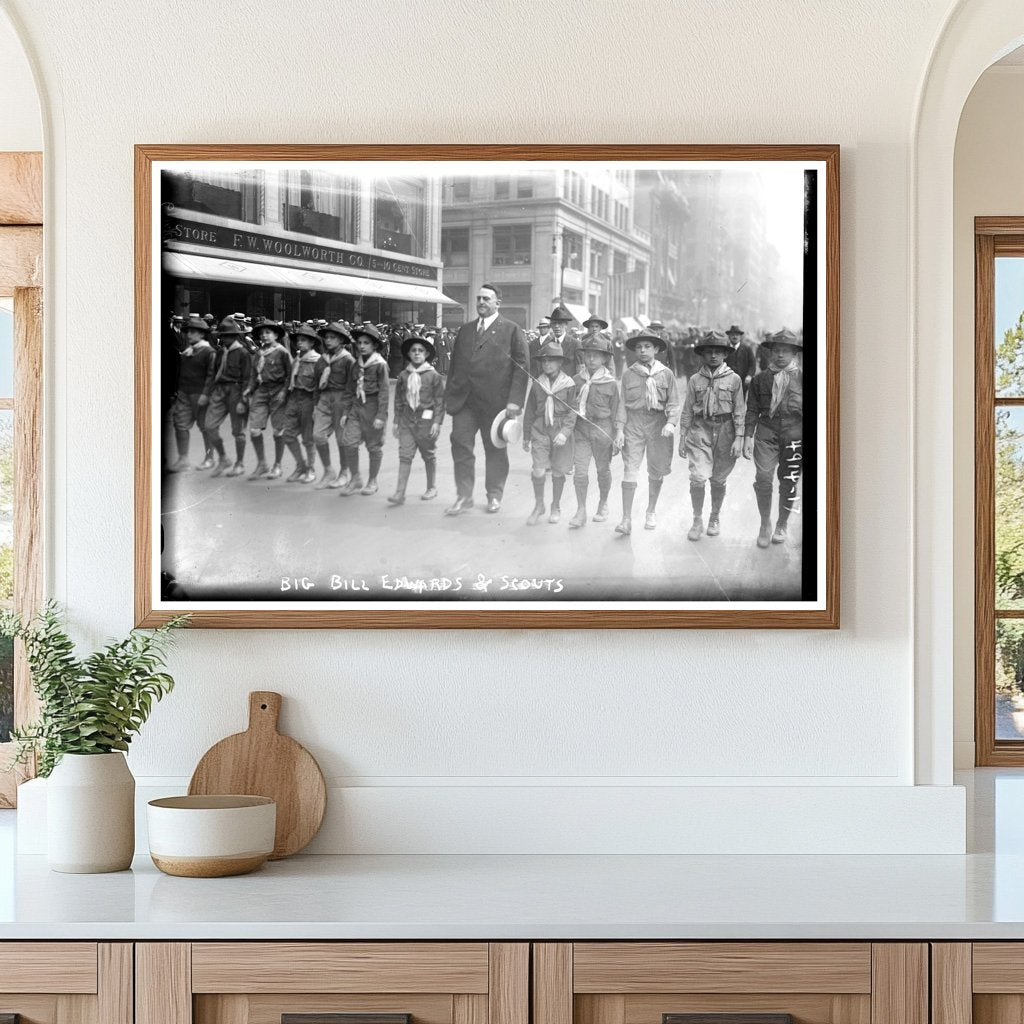 1919 Big Bill Edwards with Young Scouts Portrait