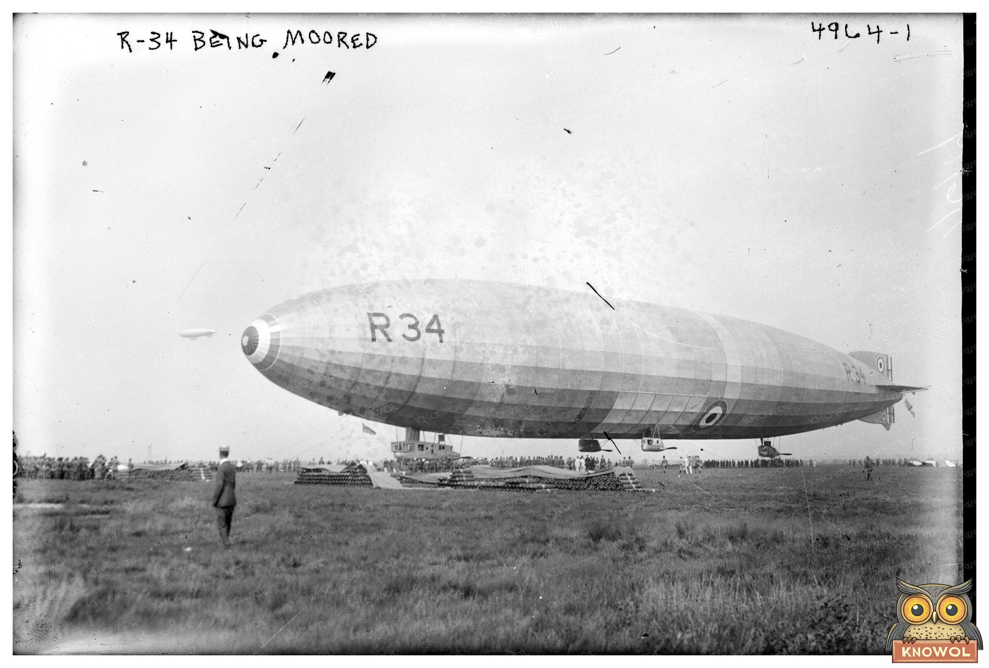 Historic 1919 R-34 Airship Moored After Epic Voyage