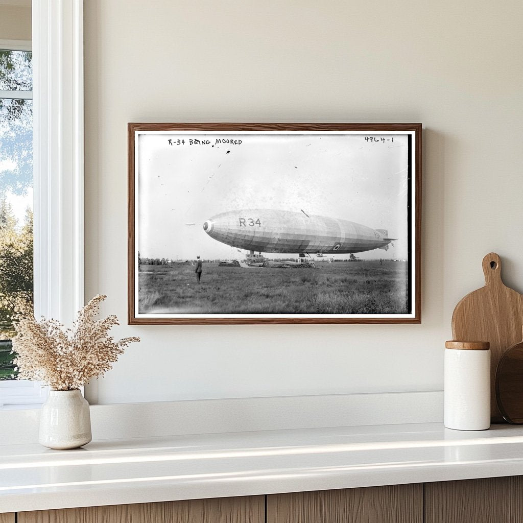 Historic 1919 R-34 Airship Moored After Epic Voyage