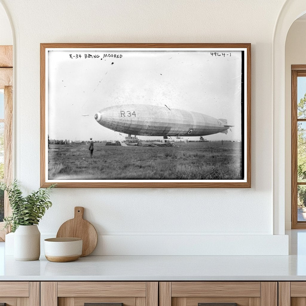 Historic 1919 R-34 Airship Moored After Epic Voyage