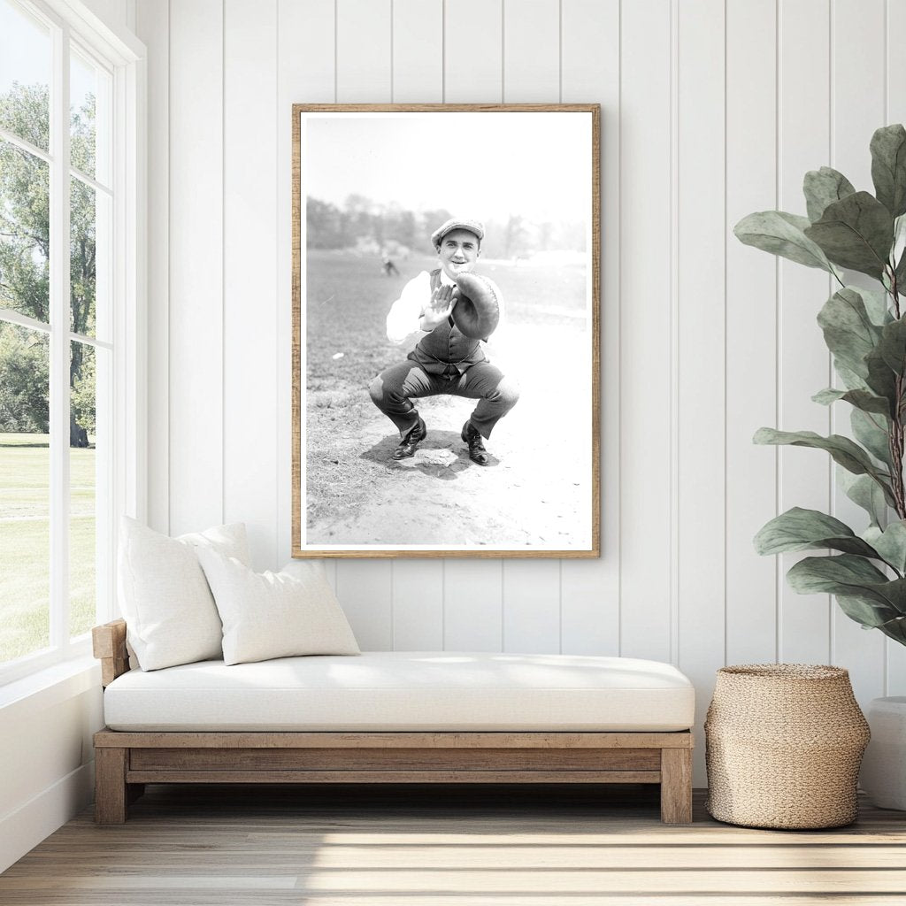 1915-1920 Vintage Baseball Catcher in Action