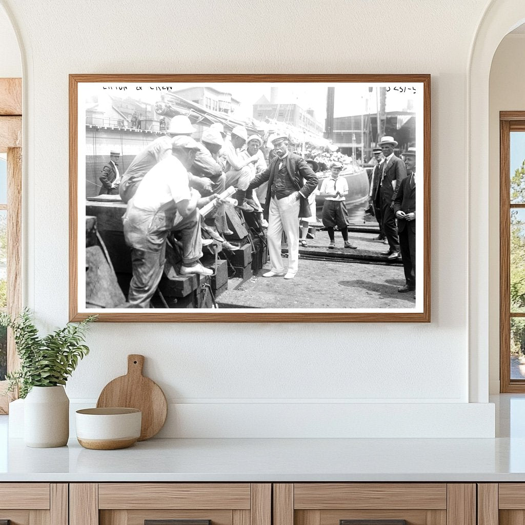 1920 Vintage Crew Celebrating Sailboat Triumph