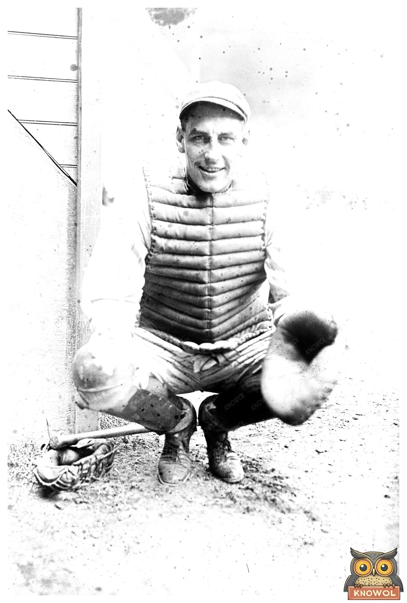 1920 Vintage Glass Photo of Baseball Catcher Truck Hannah