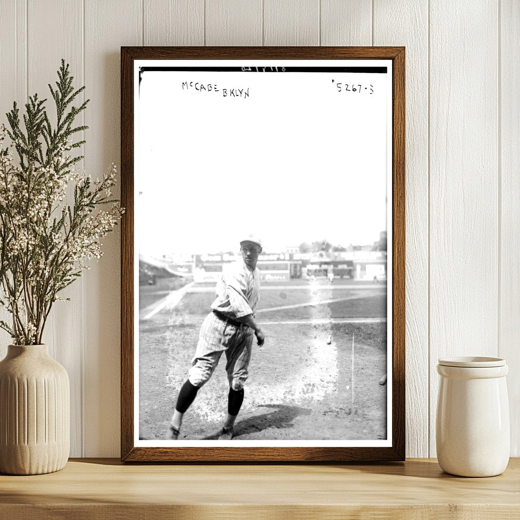 1920 Brooklyn Baseball Star: Bill McCabe Action Shot