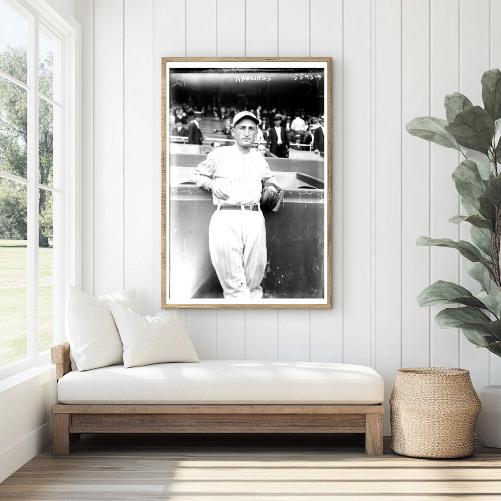 1921 Baseball Star Johnny Rawlings in Action