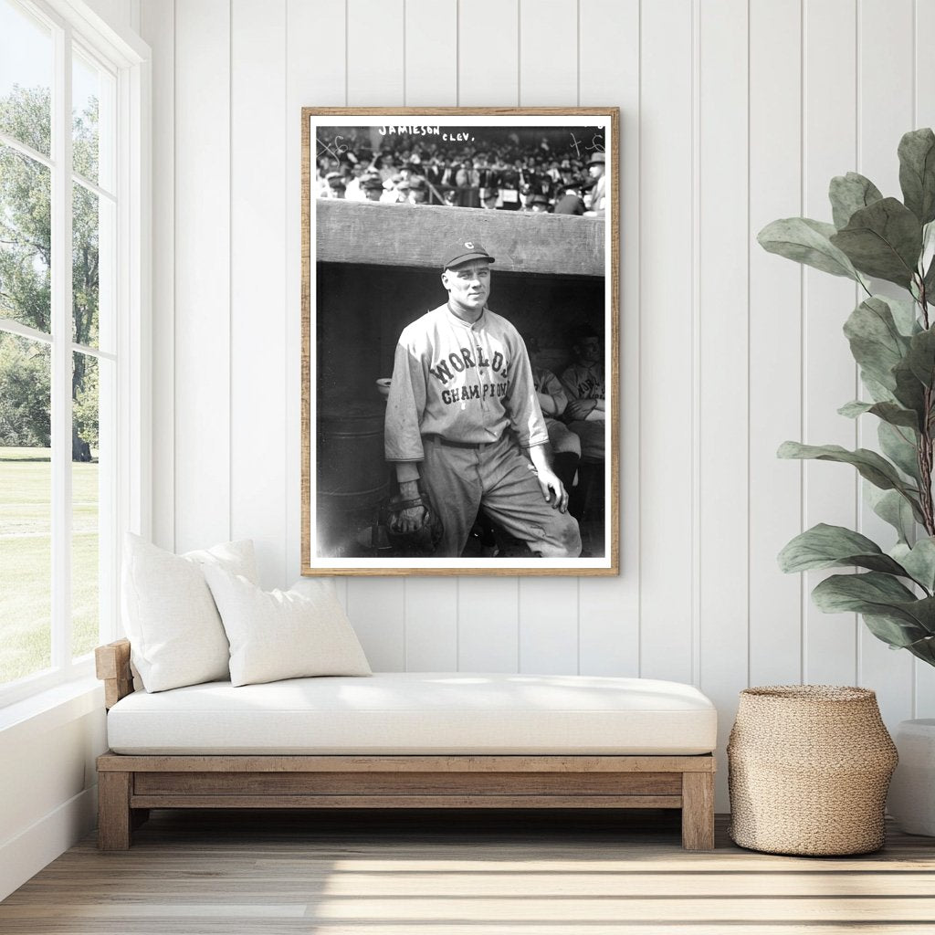 1921 Cleveland Indians Outfielder in Action