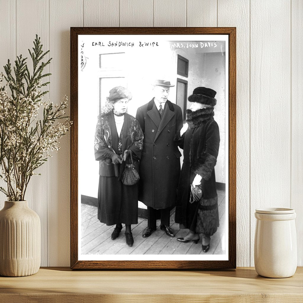 1921 Snapshot of Earl Sandwich and His Beloved Wife