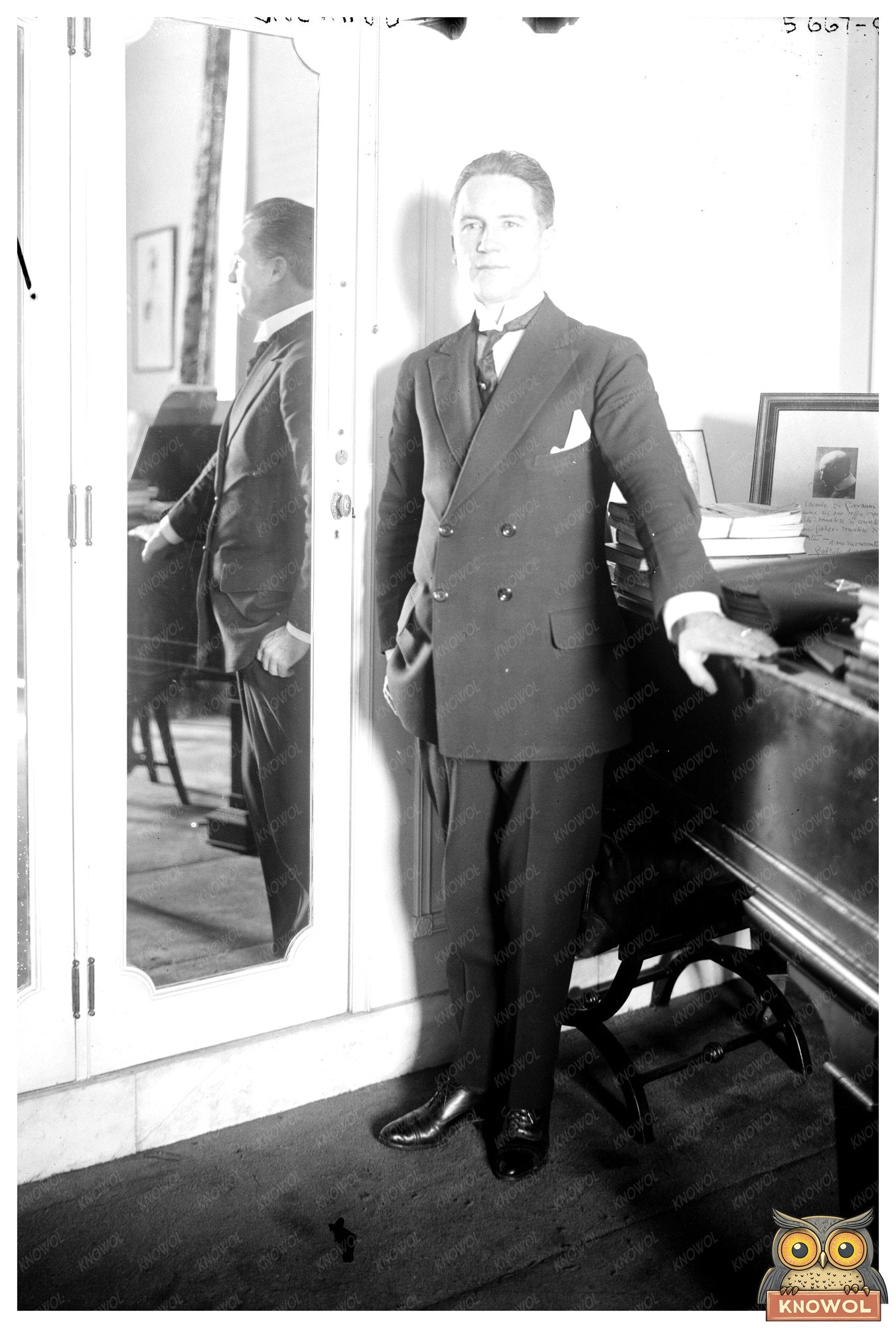 1920s Portrait of a Stylish Individual in Glass Negative