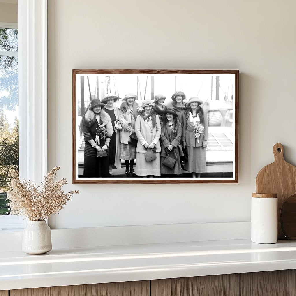 1920s School Girls Joyfully Sailing on a Lake