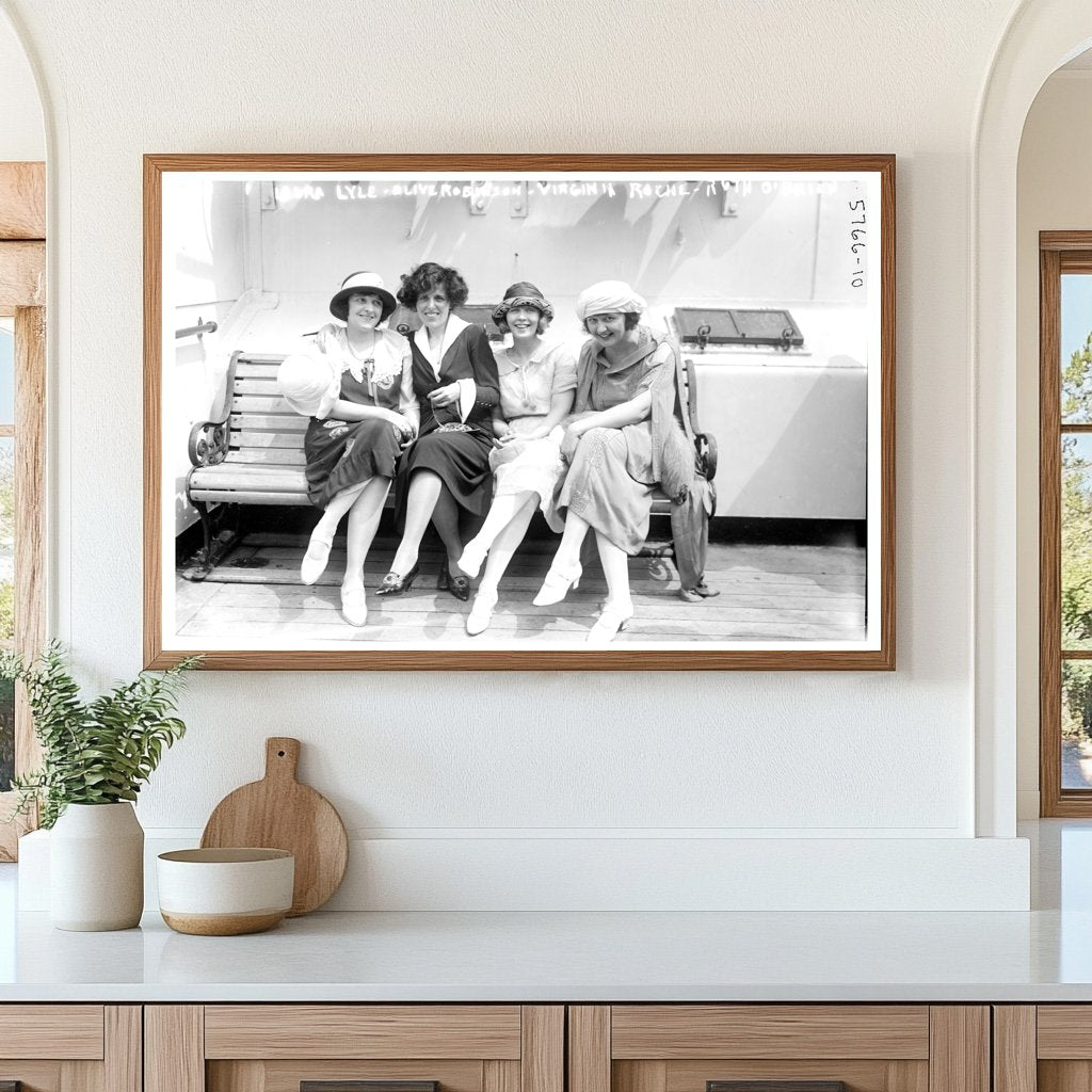 1922 Vintage Snapshot of Four Elegant Actresses
