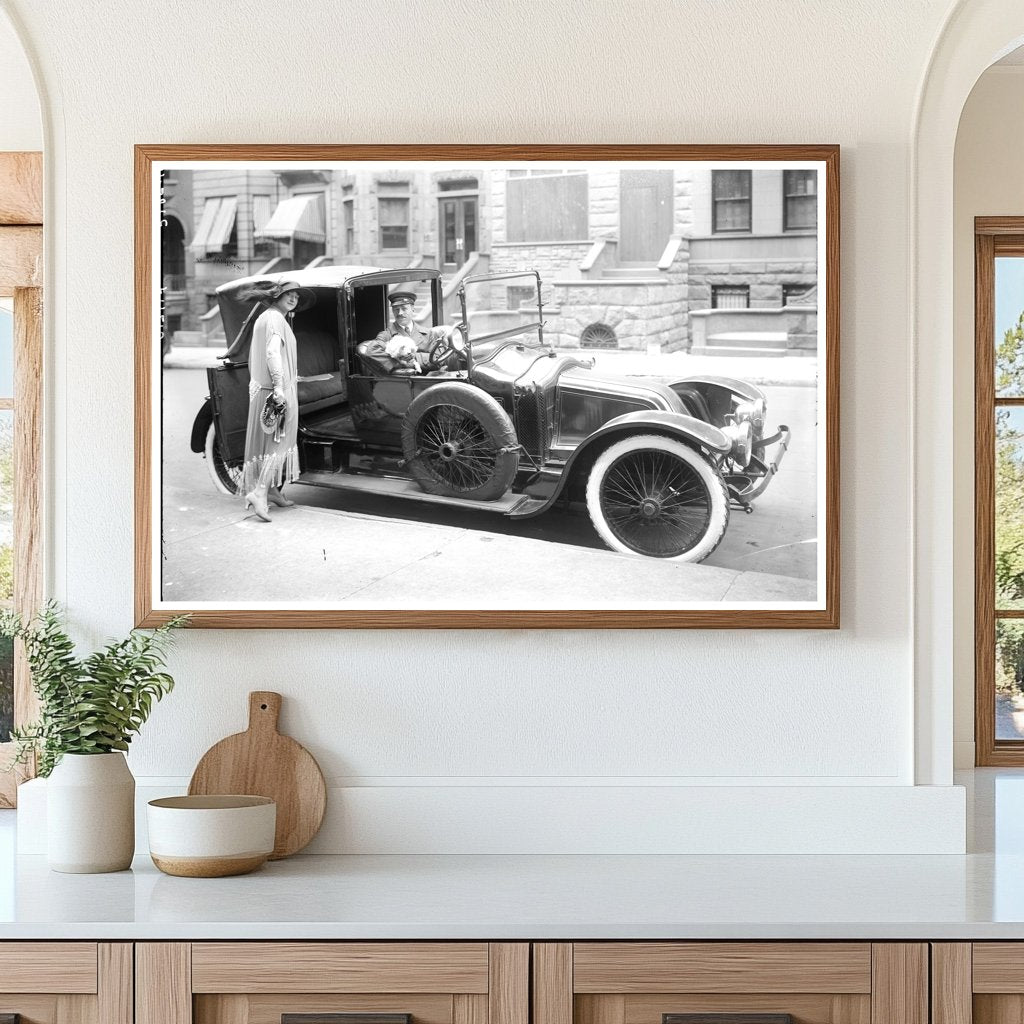 Vintage Elegance: Socialite Enters Chauffeur-Driven Car