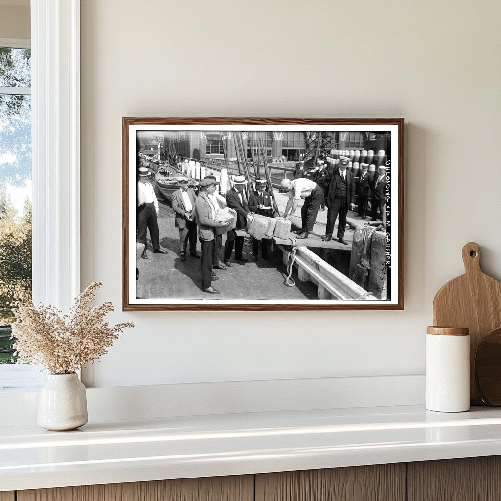 1920s Maritime Scene: Unloading Cargo at Dockside