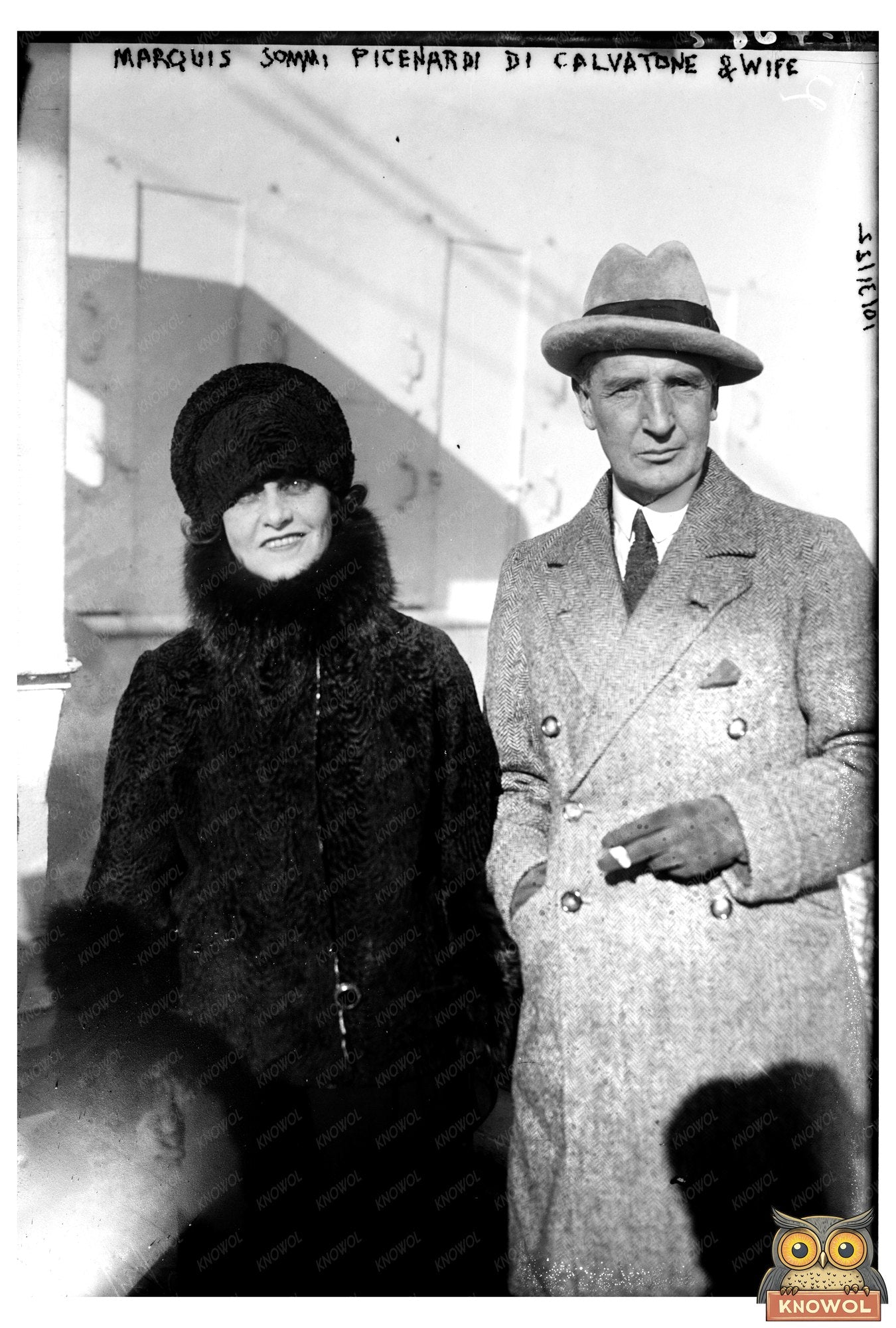 1922 Aristocratic Elegance: Marquis & Wife Portrait