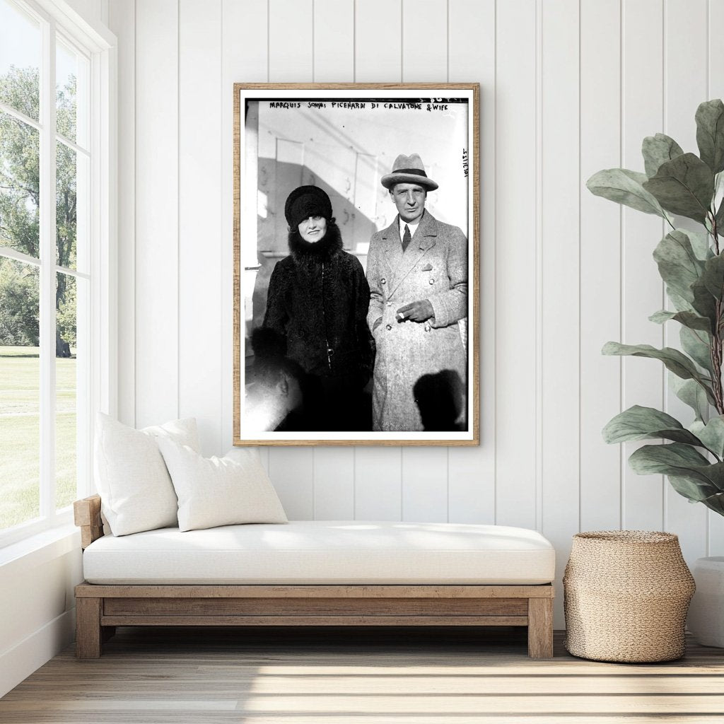 1922 Aristocratic Elegance: Marquis & Wife Portrait