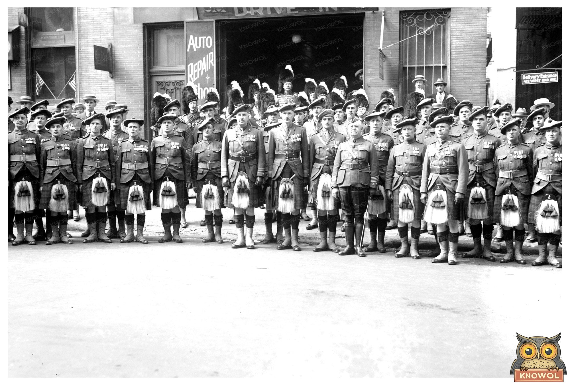 1925 Canadian Black Watch Pipers in Highland Regalia