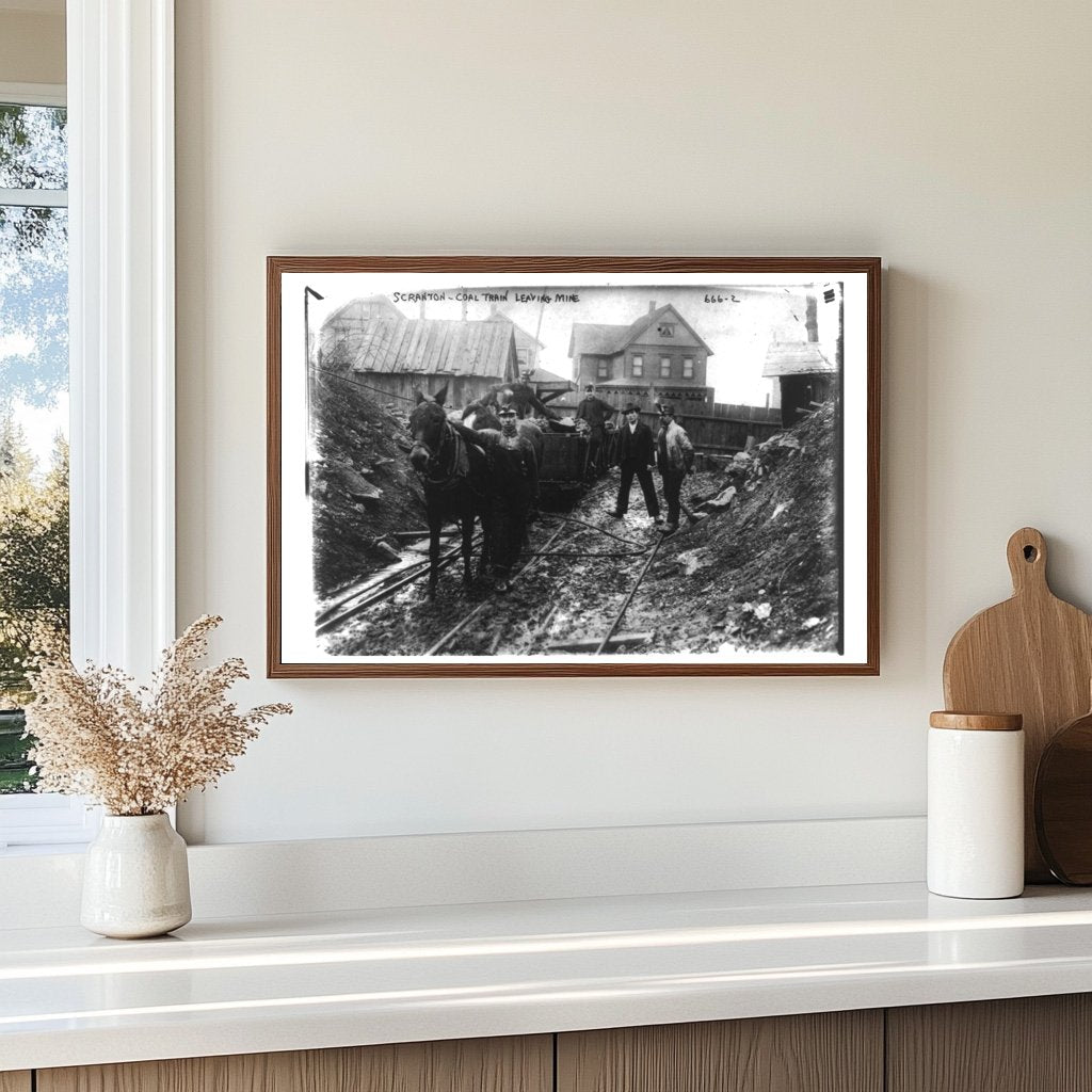 Vibrant Coal Train Departing Scranton Mine, 1912