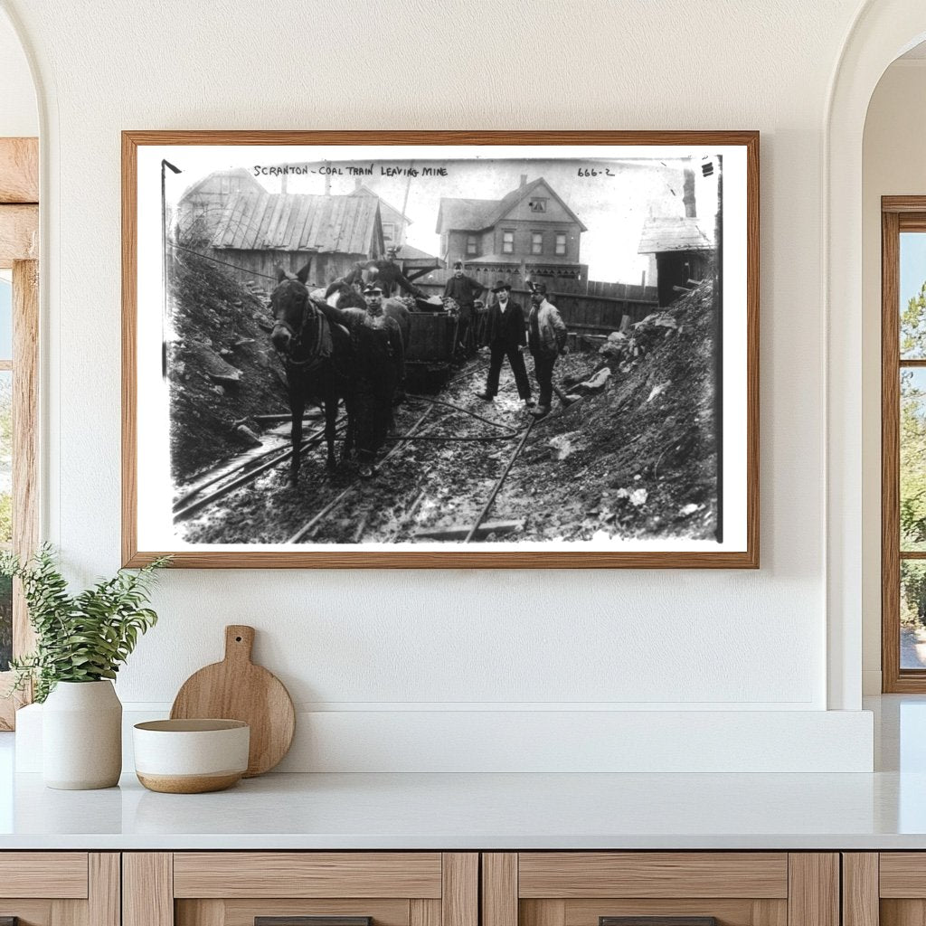 Vibrant Coal Train Departing Scranton Mine, 1912