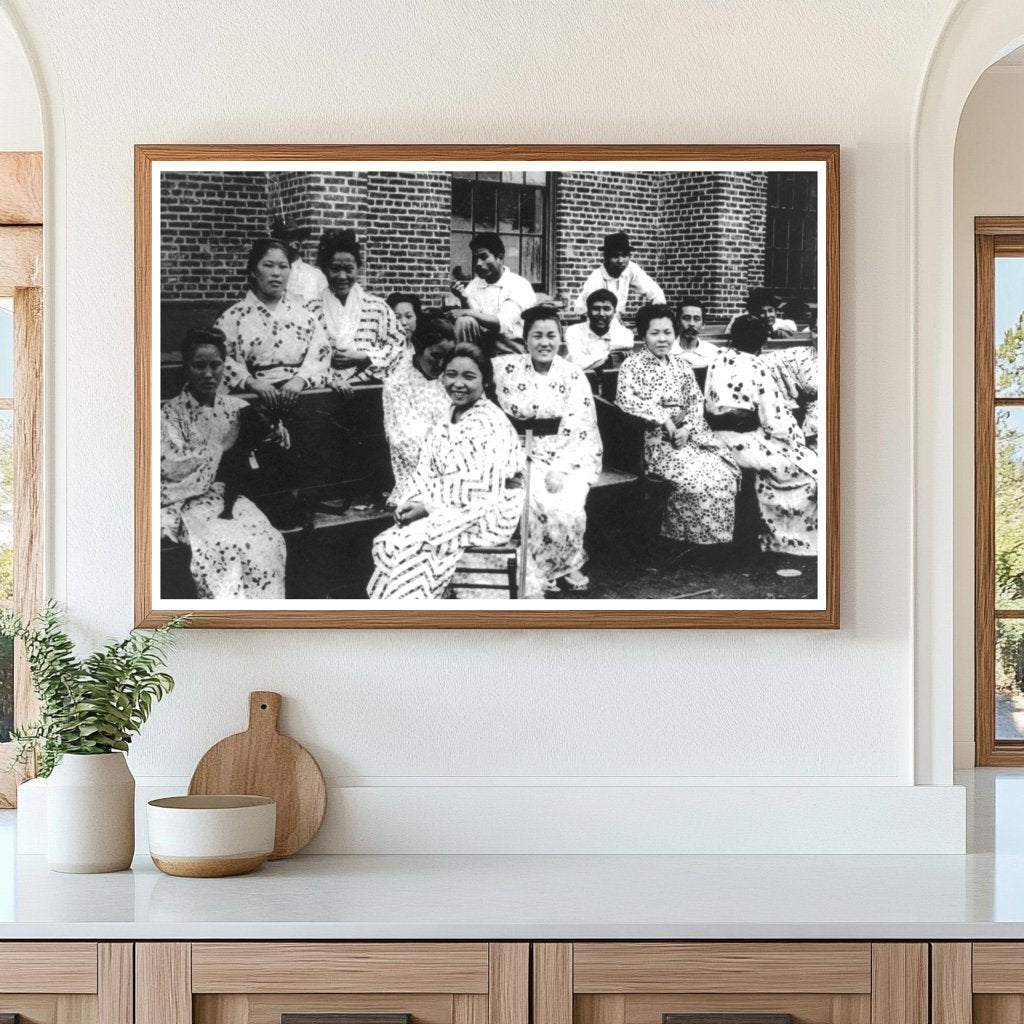 1910 Hawaii: Japanese Community Gathering on Benches