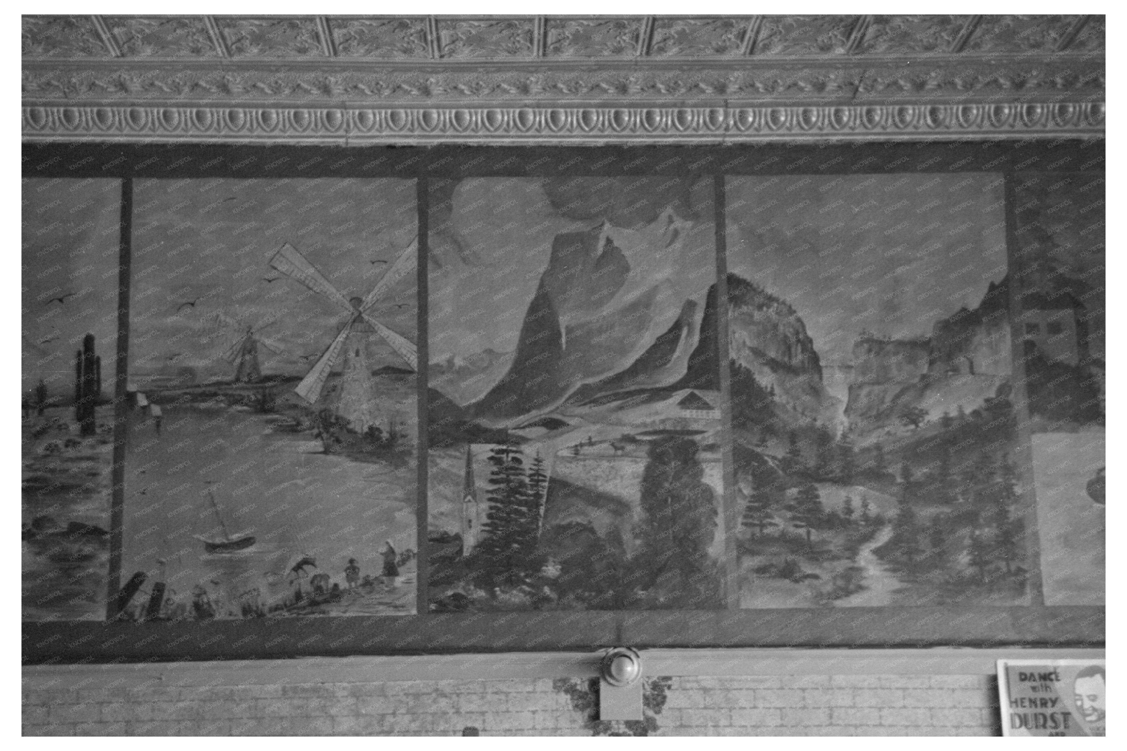 Vintage Café Wall Painting Onawa Iowa December 1936