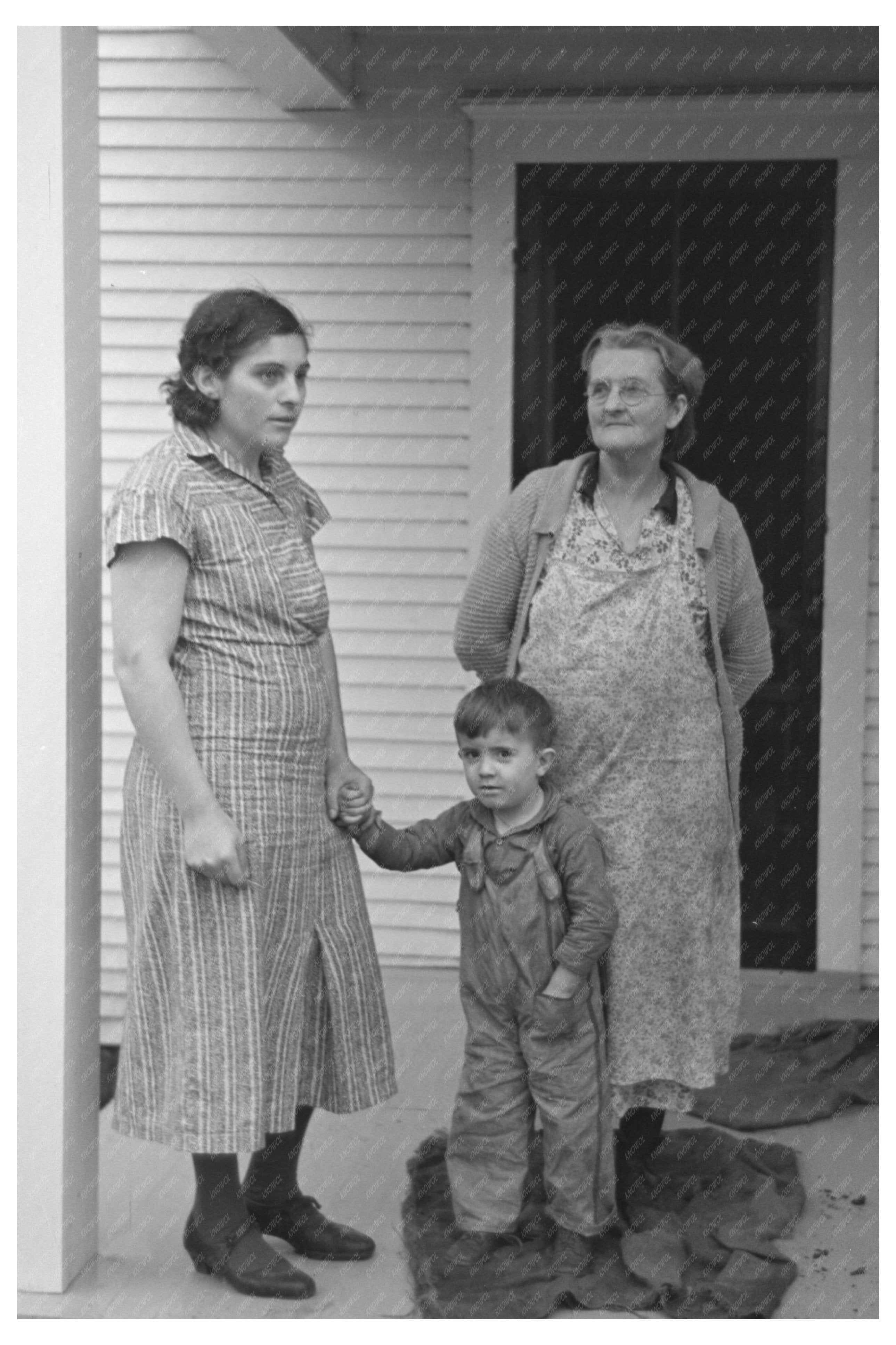 Mrs. Theodore F. Frank in Vintage Iowa Farm Photo 1936