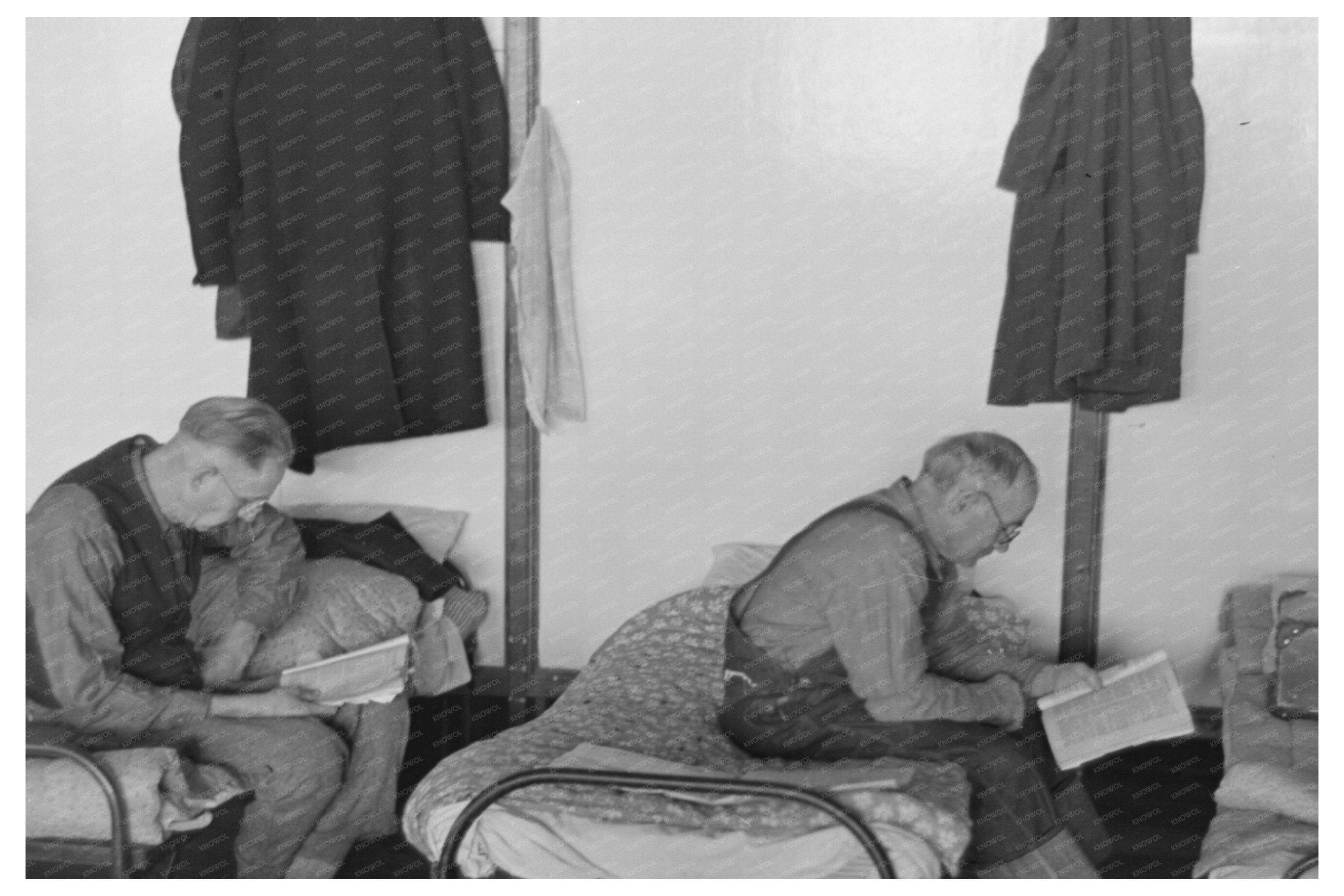 Men Reading in Dormitory Sioux City Iowa 1936