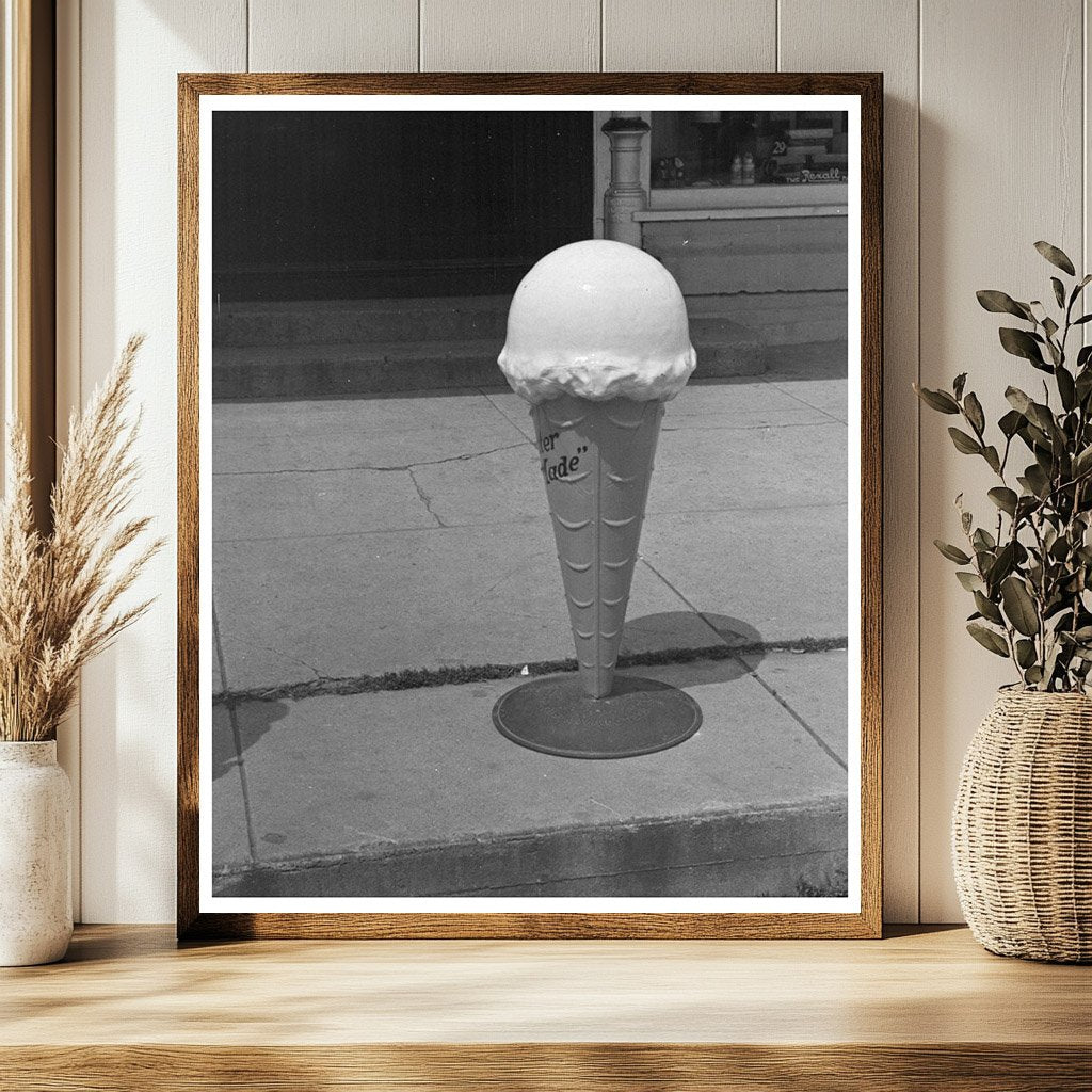 1937 Ice Cream Cone Model Outside Candy Store in Wisconsin