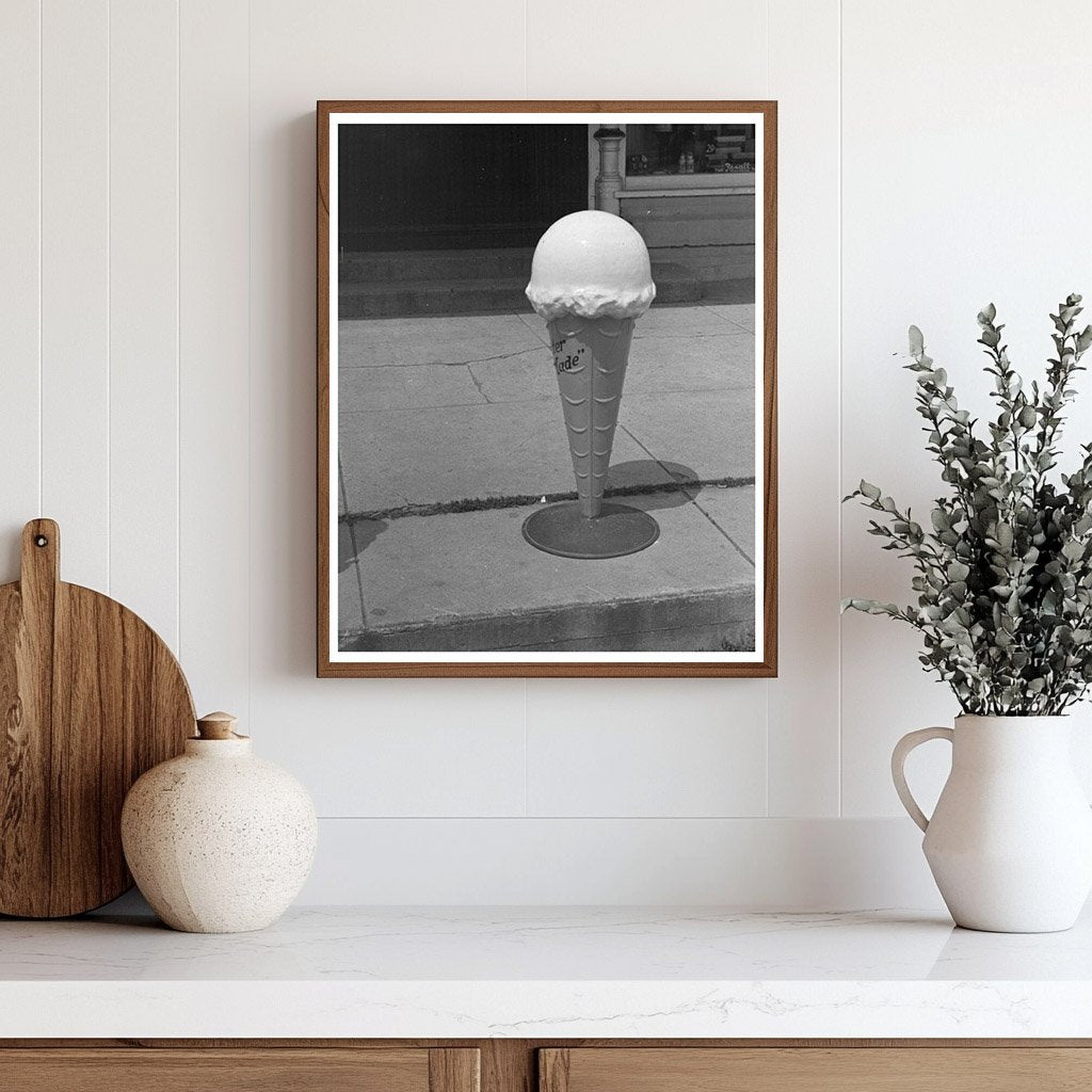 1937 Ice Cream Cone Model Outside Candy Store in Wisconsin