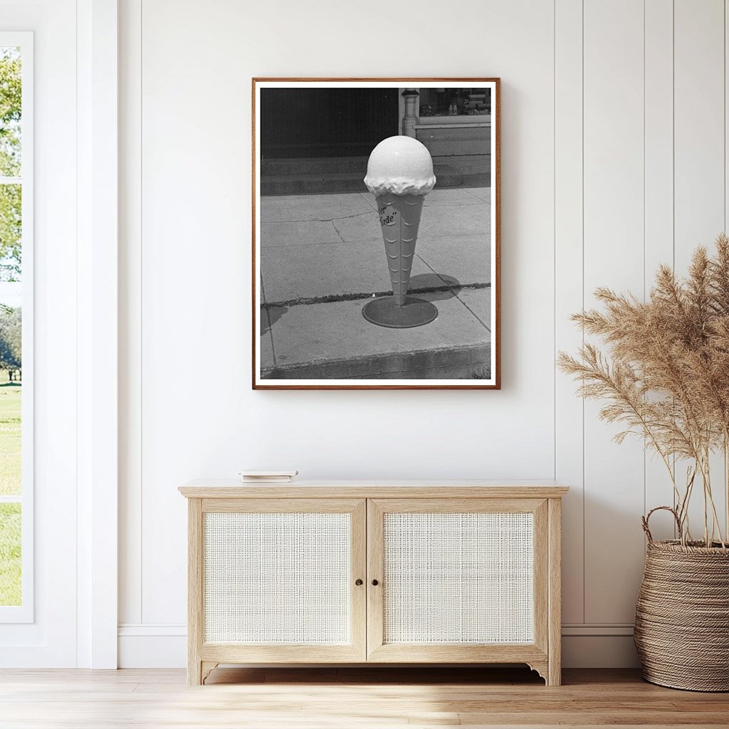 1937 Ice Cream Cone Model Outside Candy Store in Wisconsin