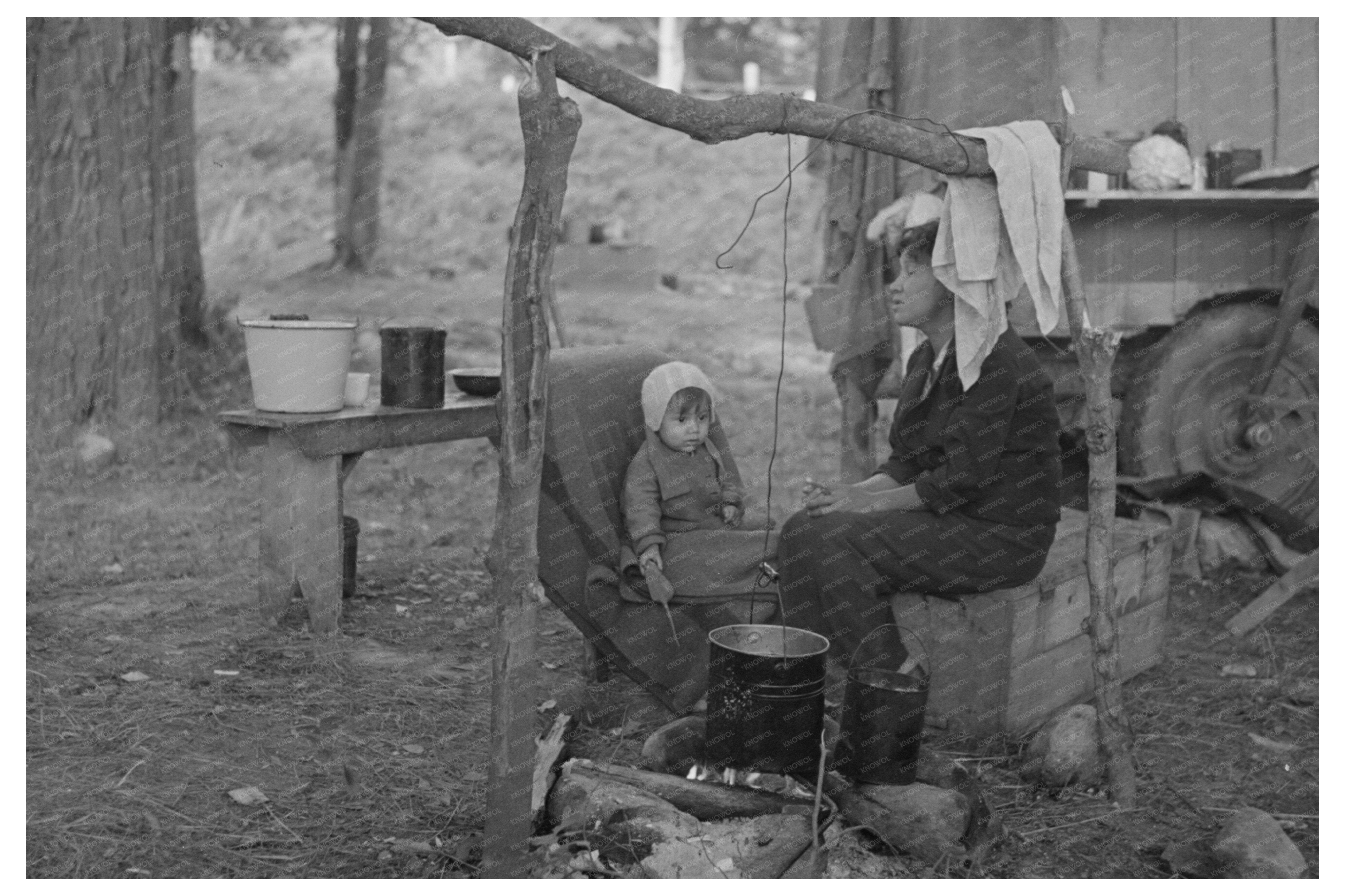 Indian Mother and Baby at Blueberry Camp Minnesota 1937