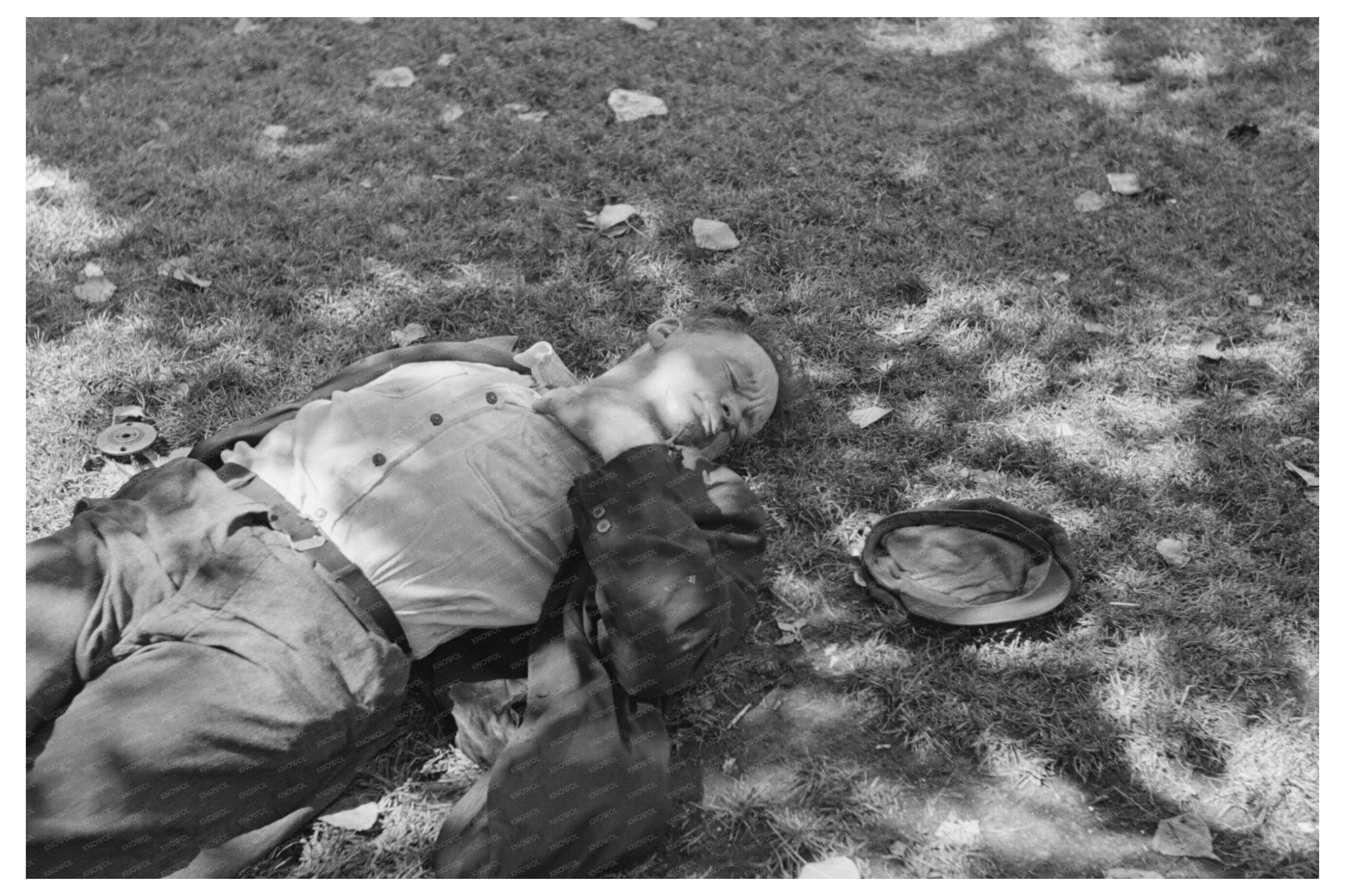 Sleeping Laborer in Minneapolis Park August 1937