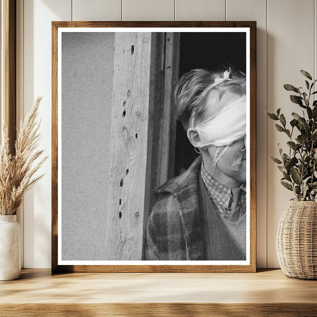 Lumberjack with Bandaged Head Craigville Minnesota 1937