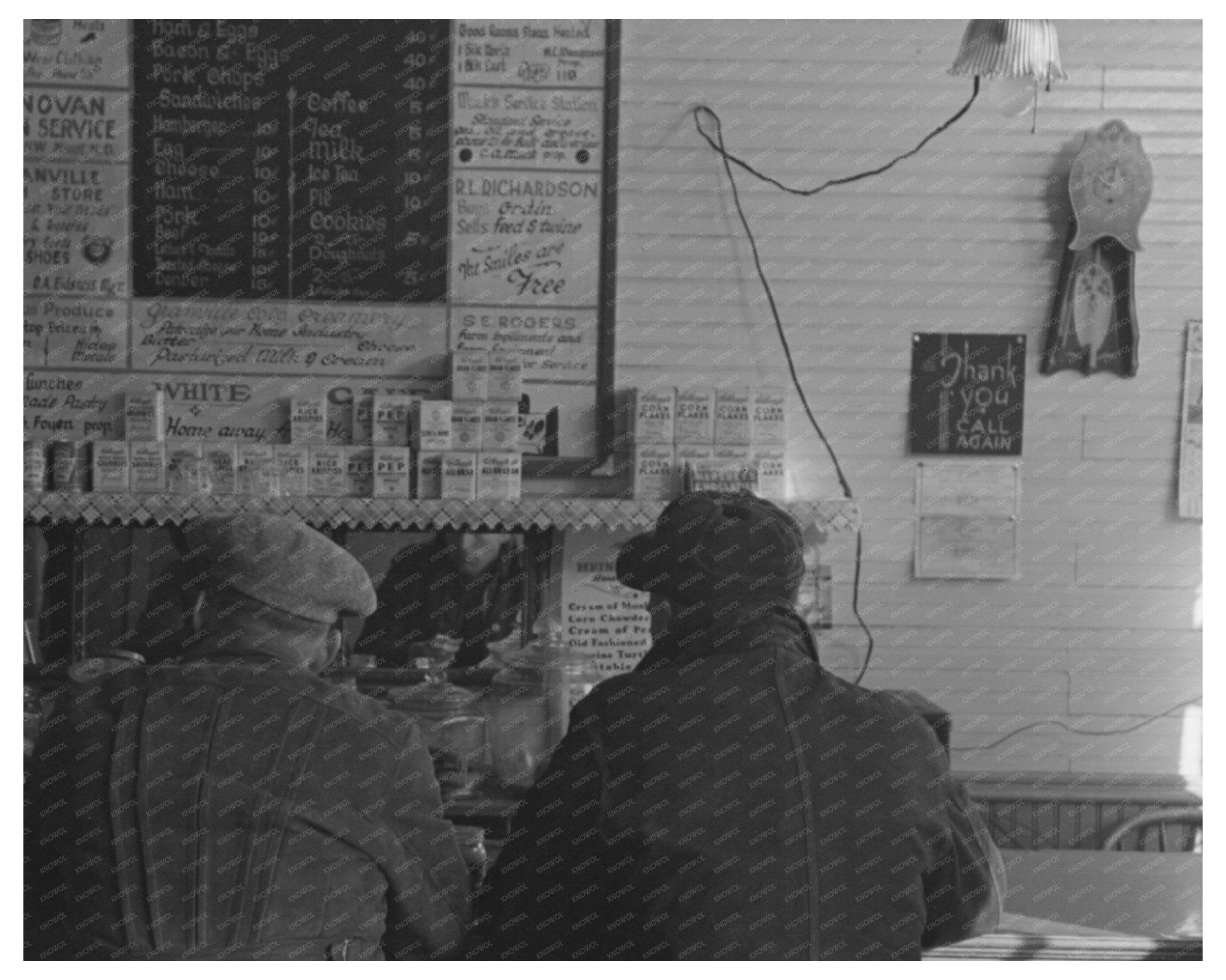 Men Enjoying Breakfast in Granville North Dakota 1937