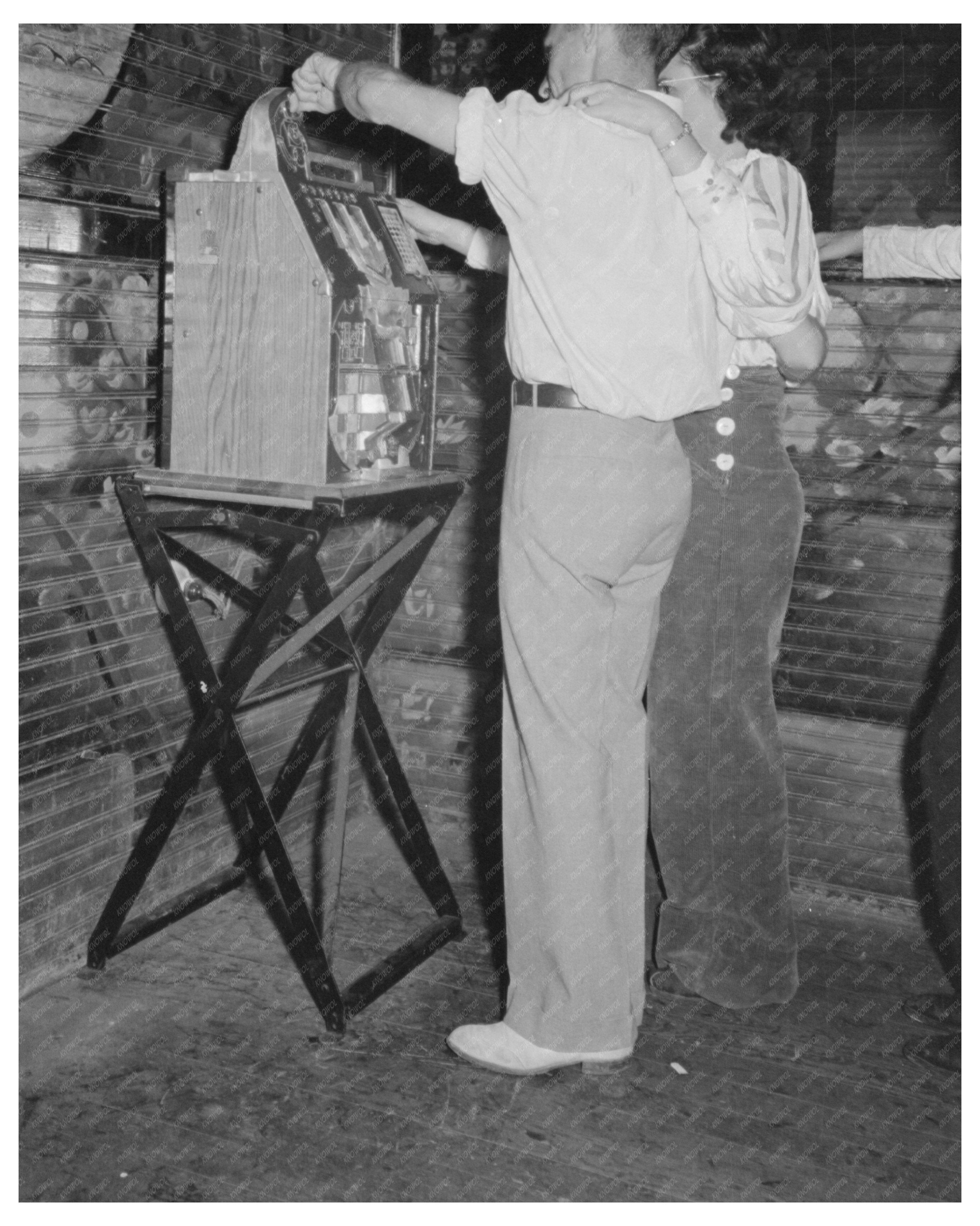Couple Playing Slot Machine Raceland Louisiana 1938