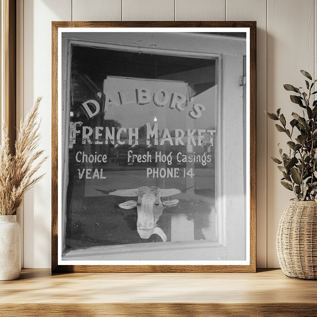 Vintage Meat Market Window New Iberia Louisiana 1938