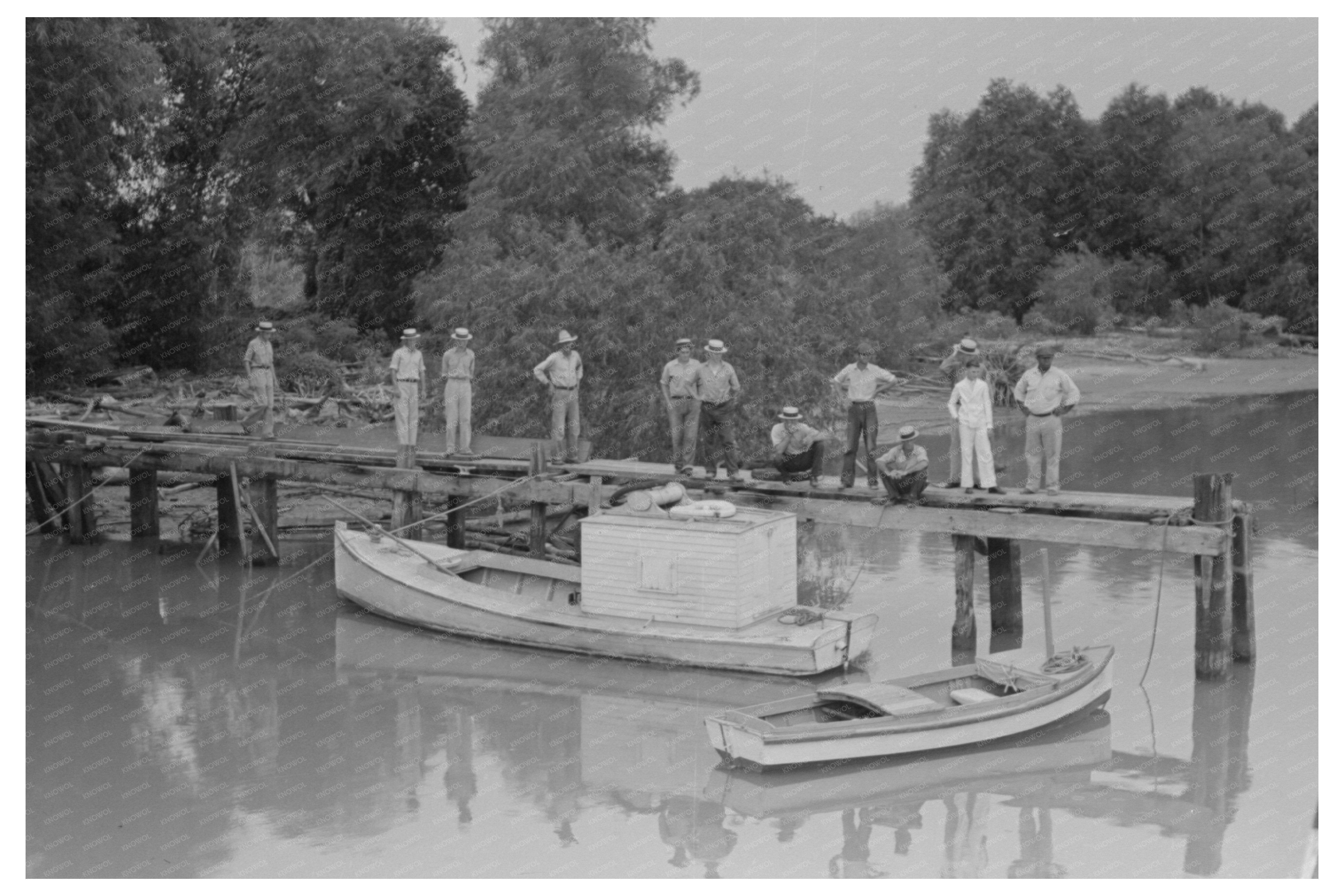 Vintage 1938 Photograph of Unloading Oysters in Louisiana