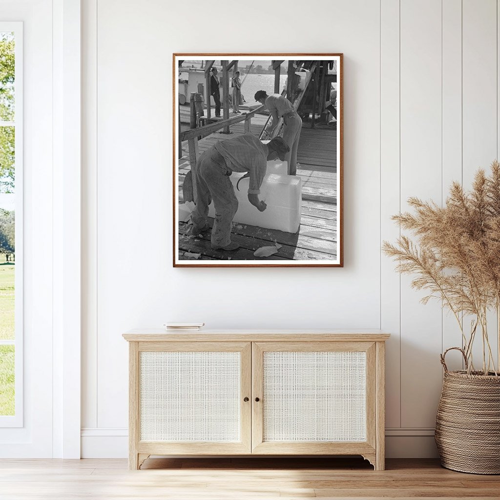 Chopping Ice for Shrimp Boats Morgan City Louisiana 1938