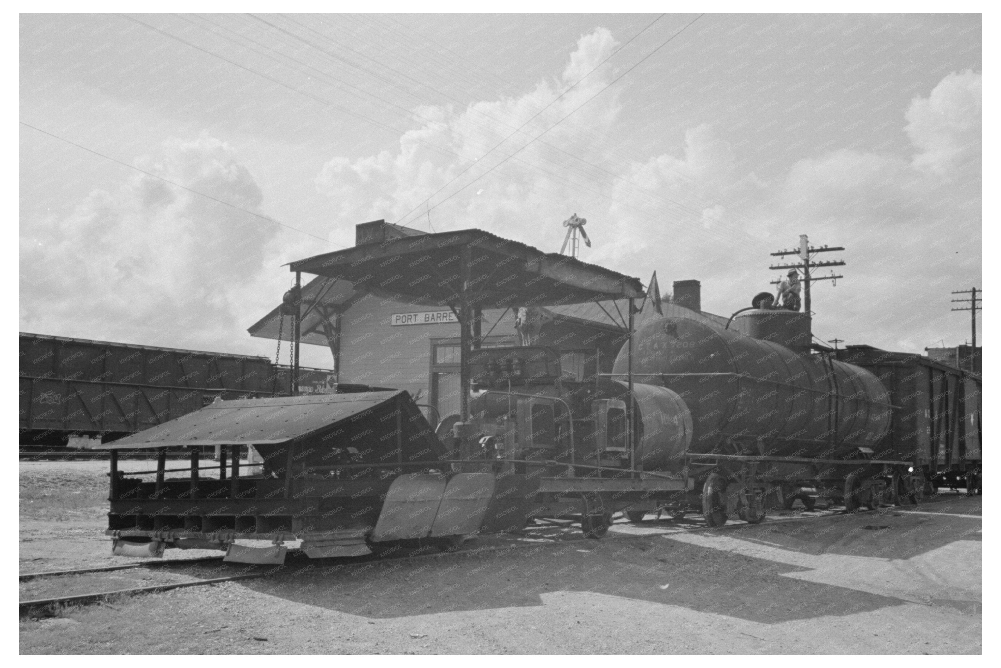 Vintage Railroad Weed Burner Fueling Port Barre Louisiana 1938