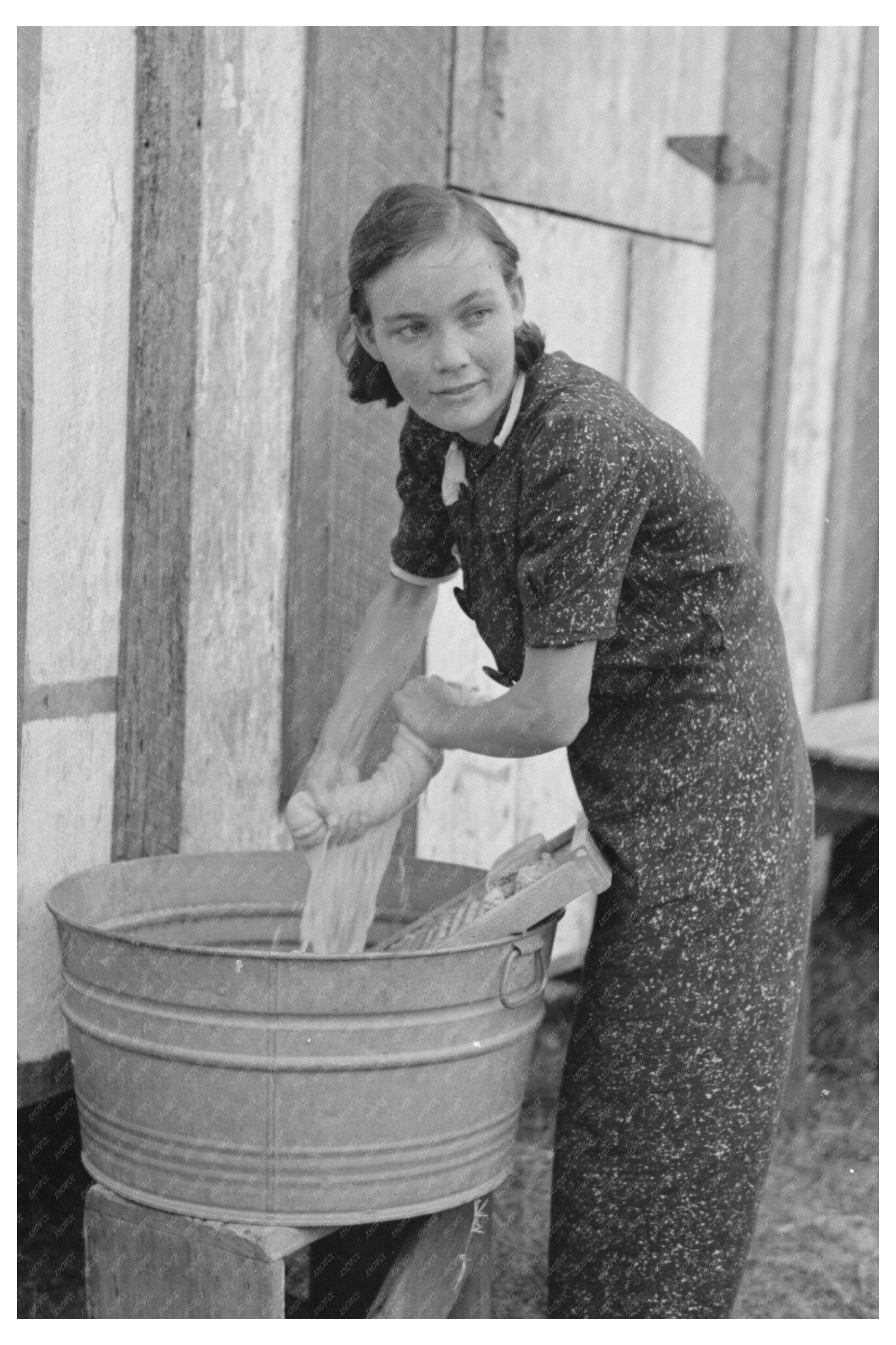 Vintage 1938 Photo of Farmers Wife Washing Clothes Louisiana